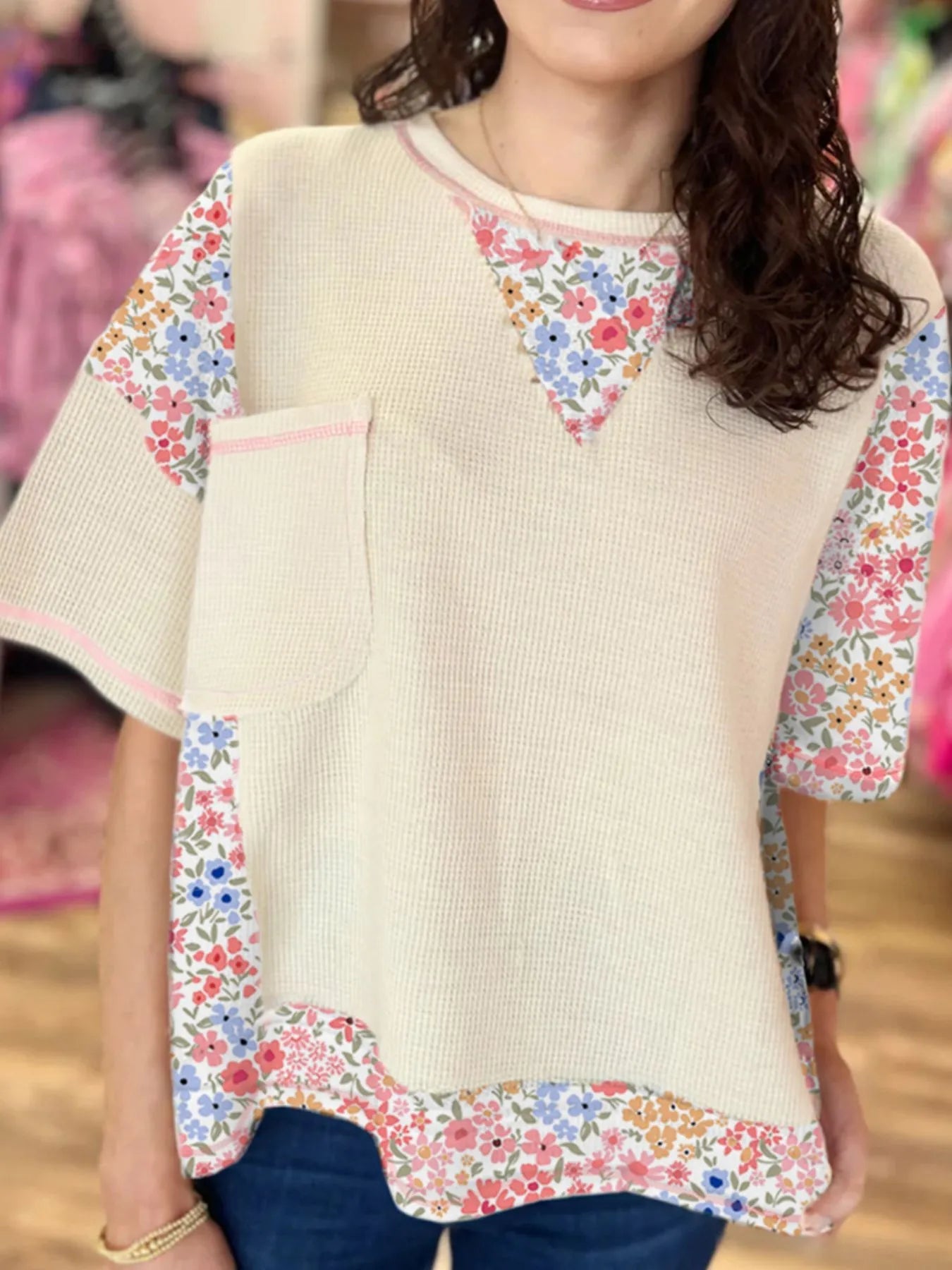 Floral Round Neck Relaxed Fit T-Shirt - Lookzlike