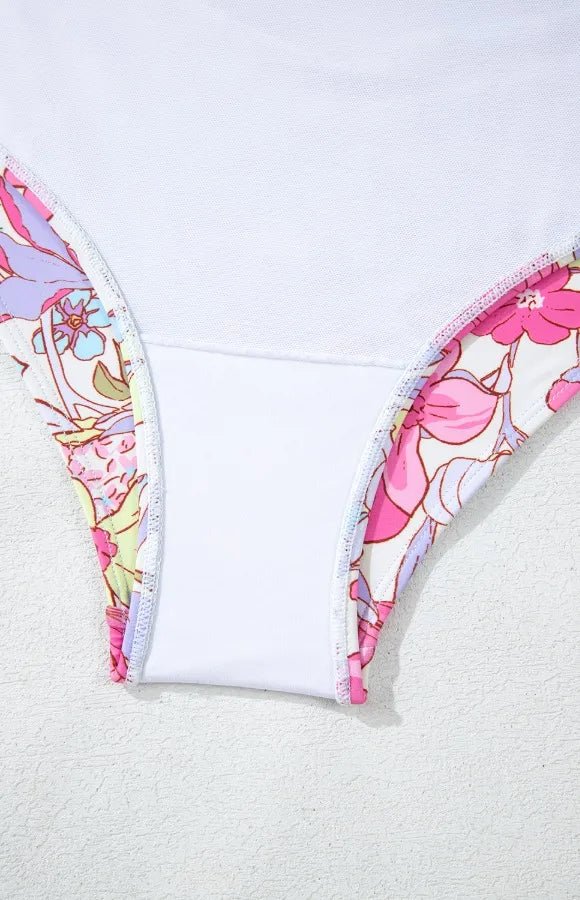 Floral Ruffle Trim Tummy Control One Piece Swimsuit designed for comfort and style at Lookzlike