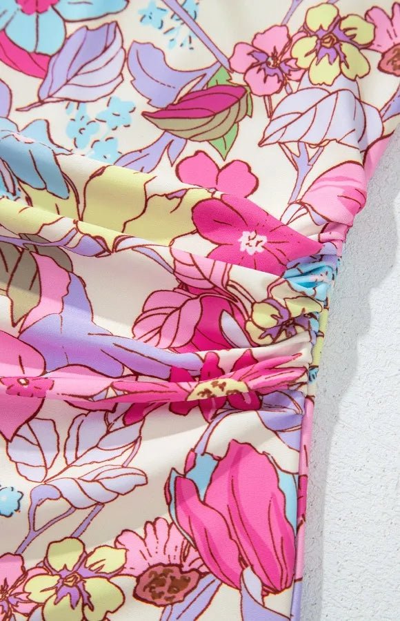 Floral Ruffle Trim Tummy Control One Piece Swimsuit designed for comfort and style at Lookzlike