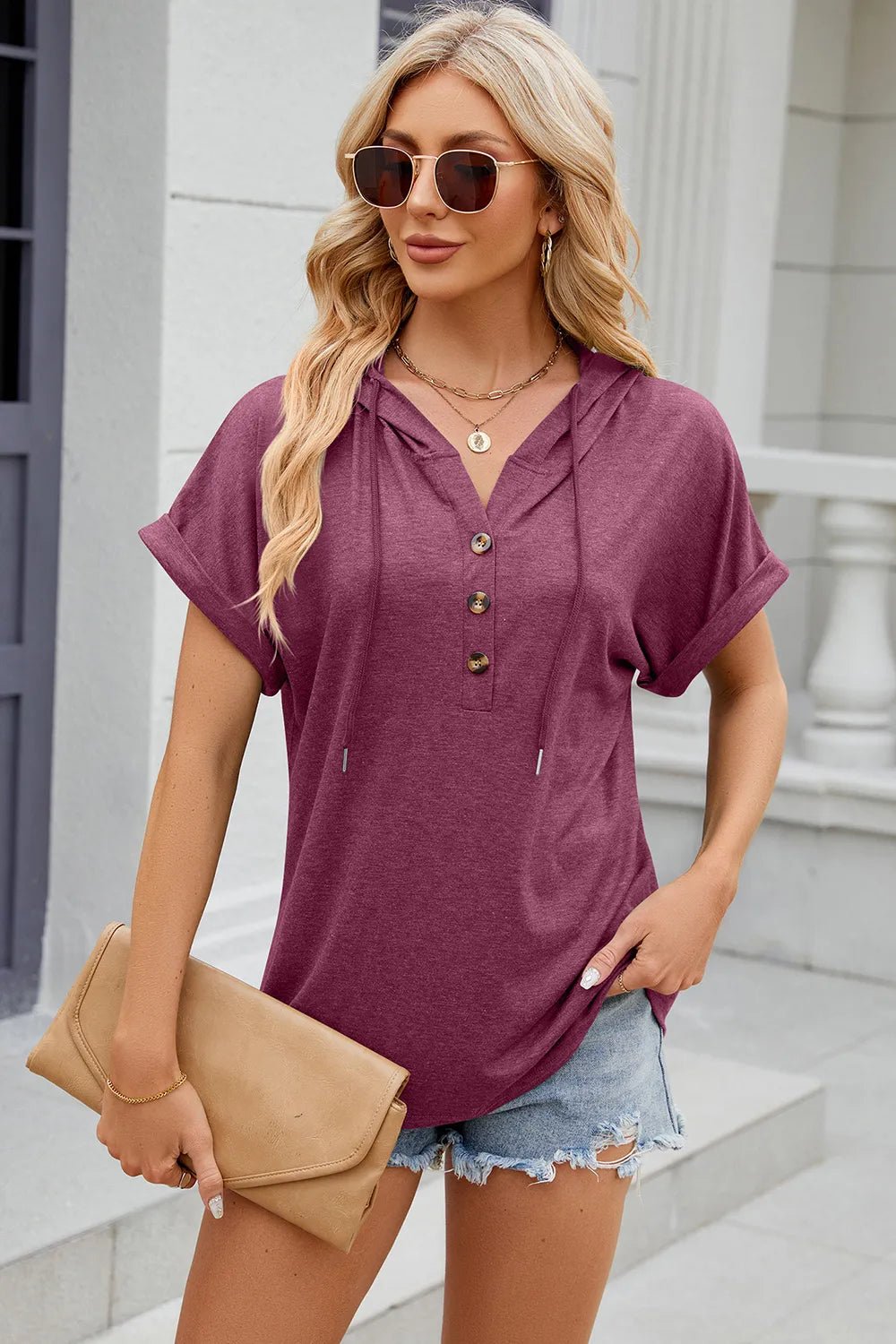 Florira Hooded Short Sleeve T-Shirt - Lookzlike