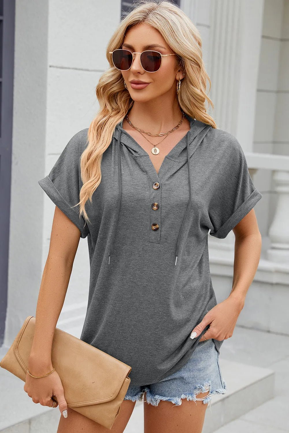 Florira Hooded Short Sleeve T-Shirt - Lookzlike