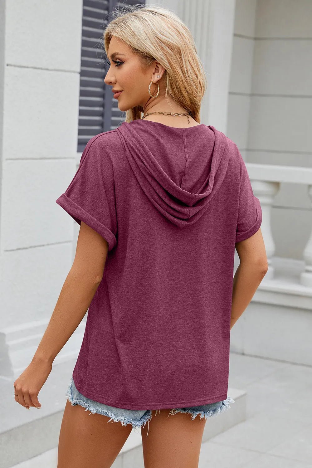 Florira Hooded Short Sleeve T-Shirt - Lookzlike