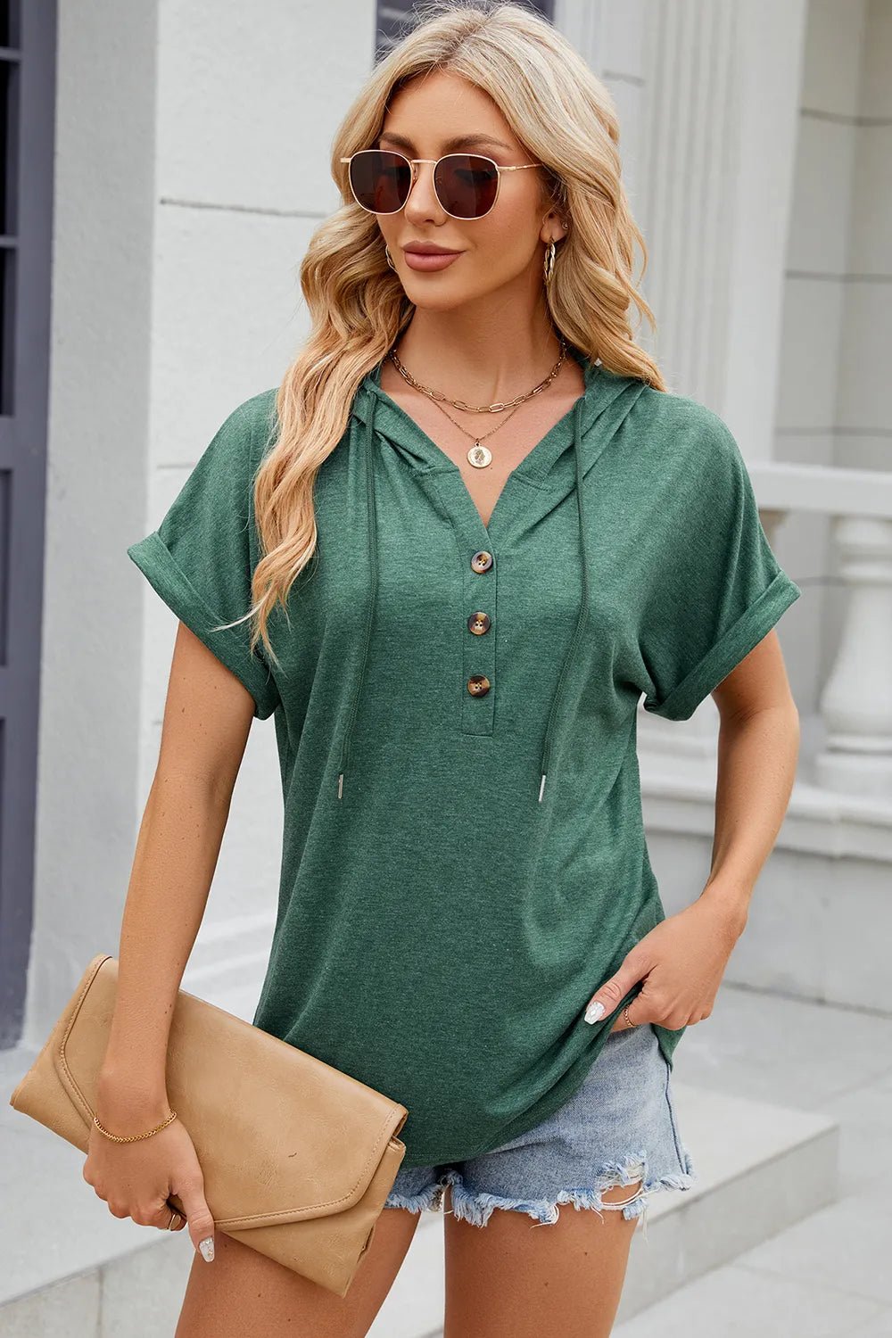 Florira Hooded Short Sleeve T-Shirt - Lookzlike