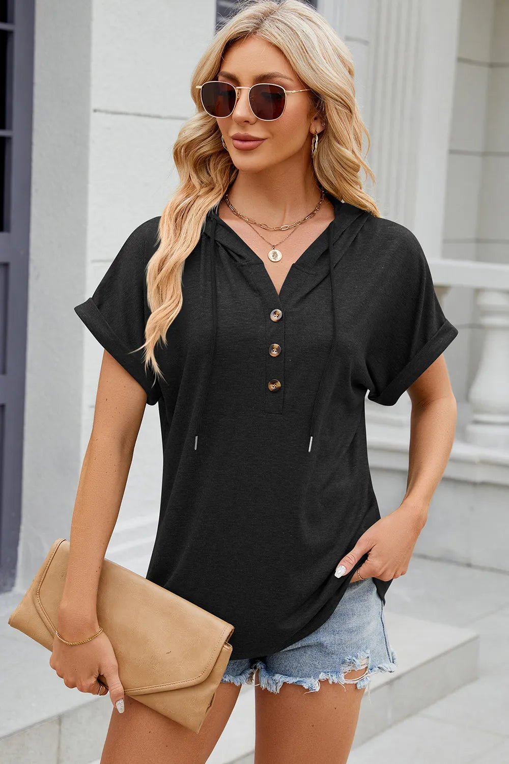 Florira Hooded Short Sleeve T-Shirt - Lookzlike