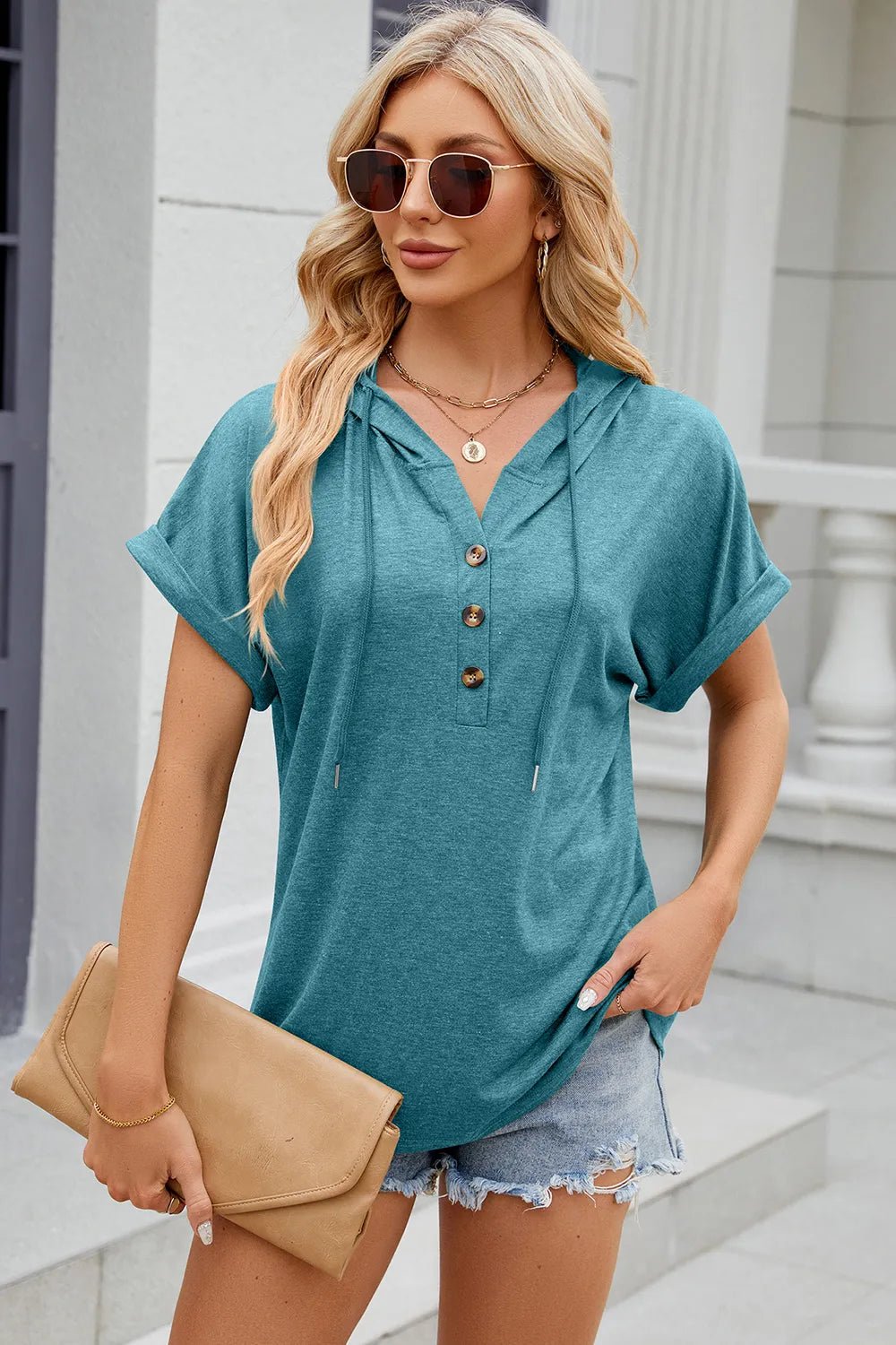 Florira Hooded Short Sleeve T-Shirt - Lookzlike