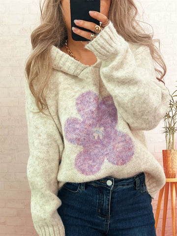 Flower Long Sleeve Hooded Sweater designed for comfort and style at Lookzlike