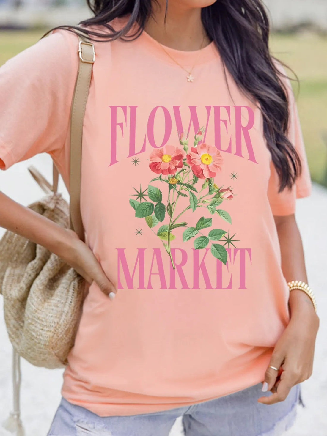 FLOWER MARKET Graphic Crewneck T Shirt - Lookzlike