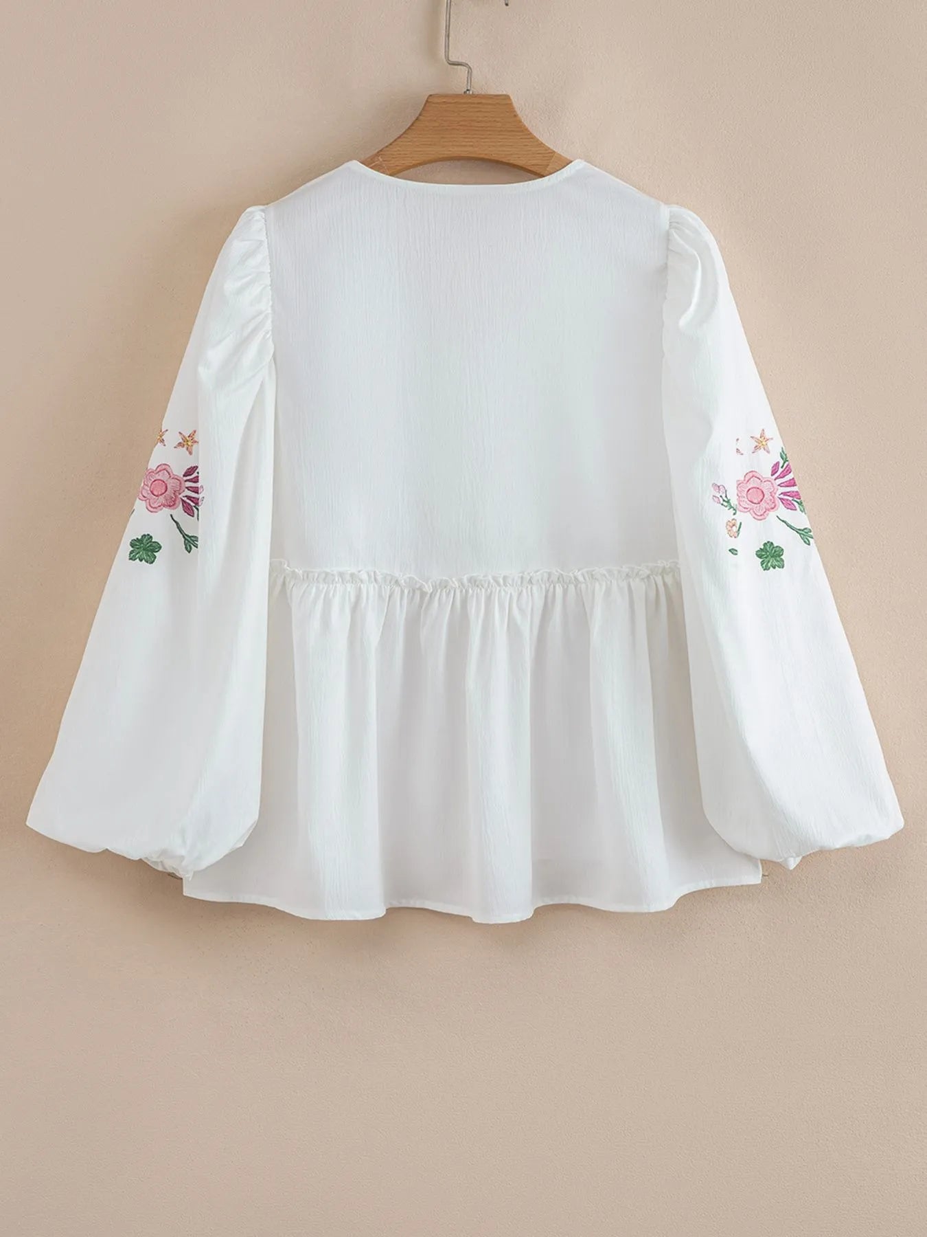 Flower V Neck Babydoll Blouse - Lookzlike
