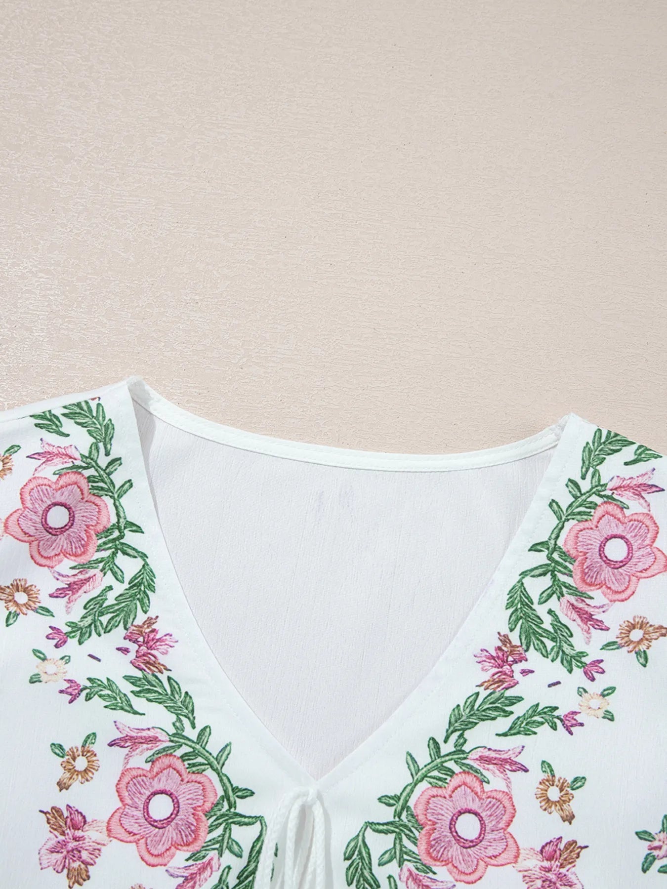 Flower V Neck Babydoll Blouse - Lookzlike