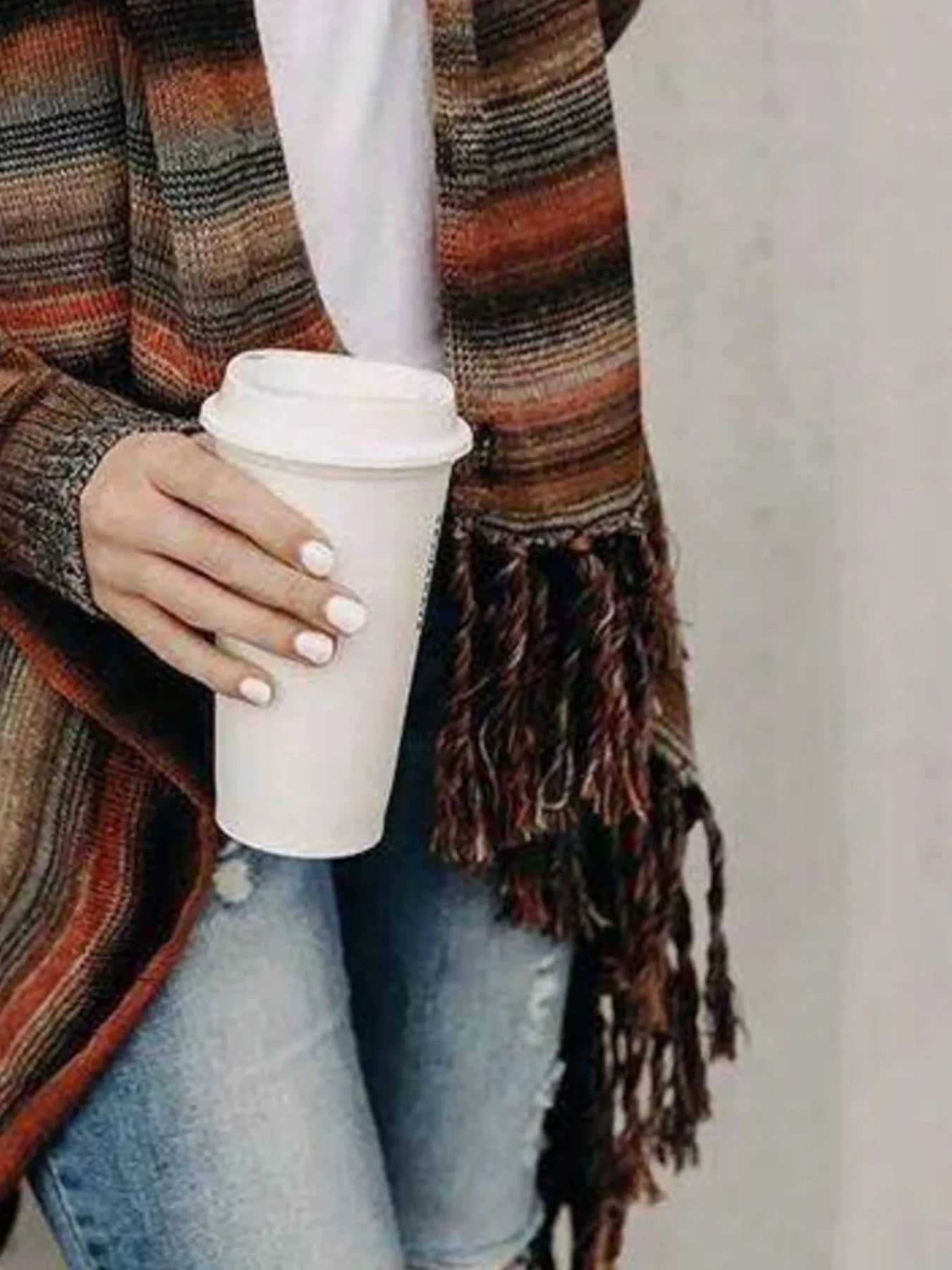 Fringe Long Sleeve Wrap Cardigan designed for comfort and style at Lookzlike