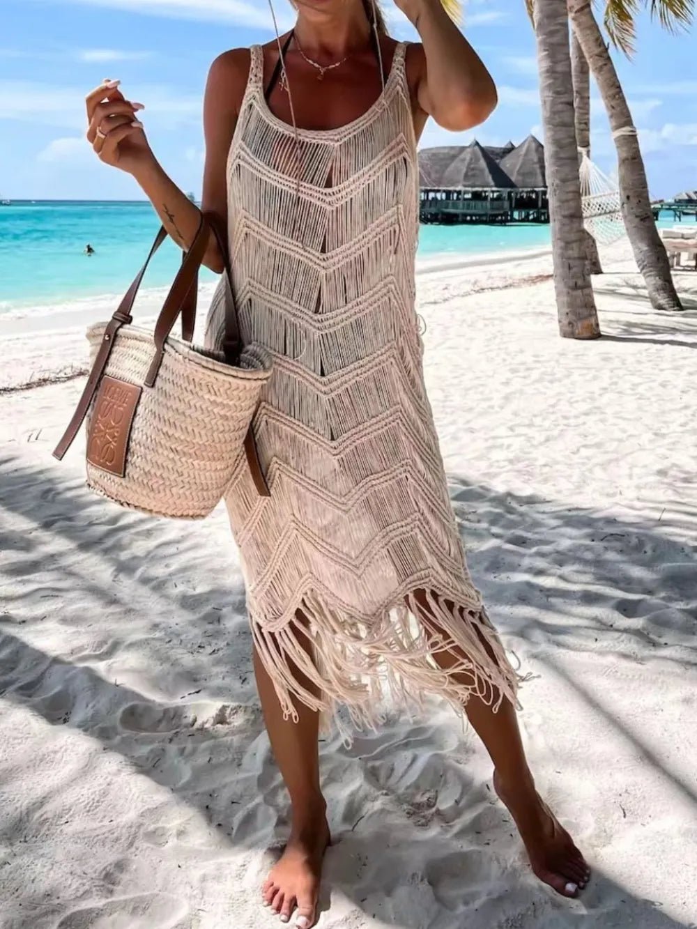 Fringe Scoop Neck Cover - Up designed for comfort and style at Lookzlike