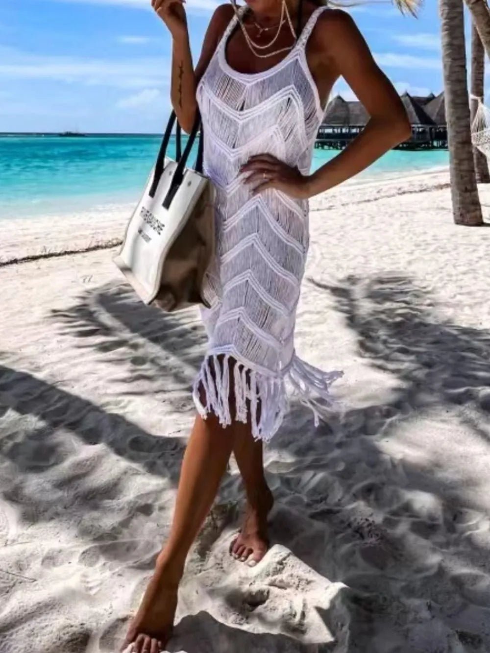 Fringe Scoop Neck Cover - Up designed for comfort and style at Lookzlike