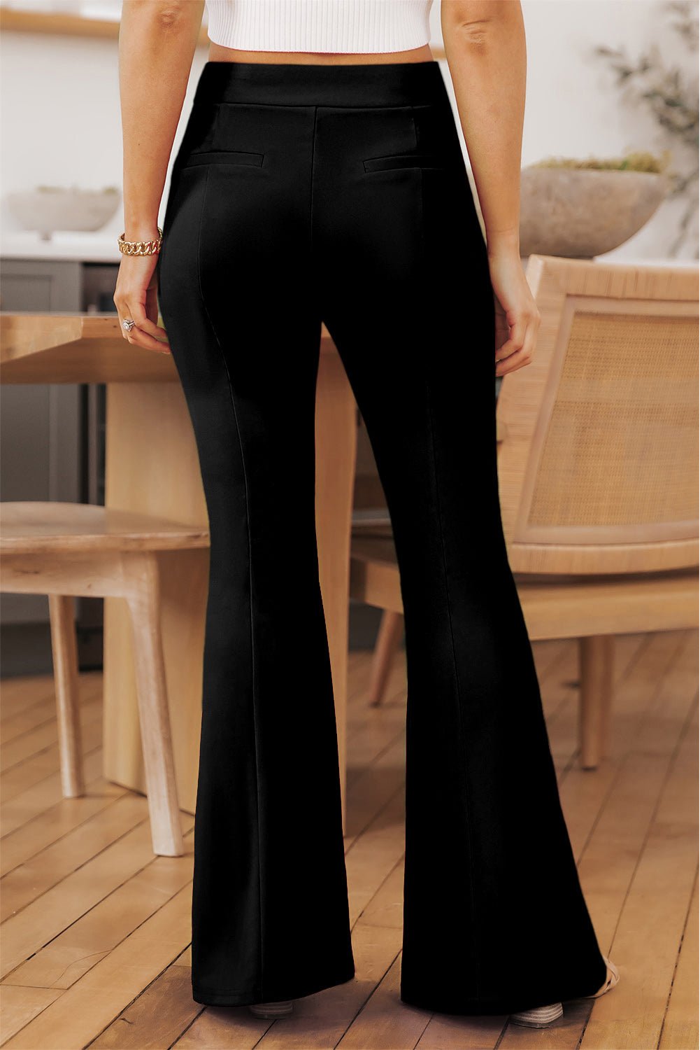 Front Slit Flare Leg Pants - Lookzlike