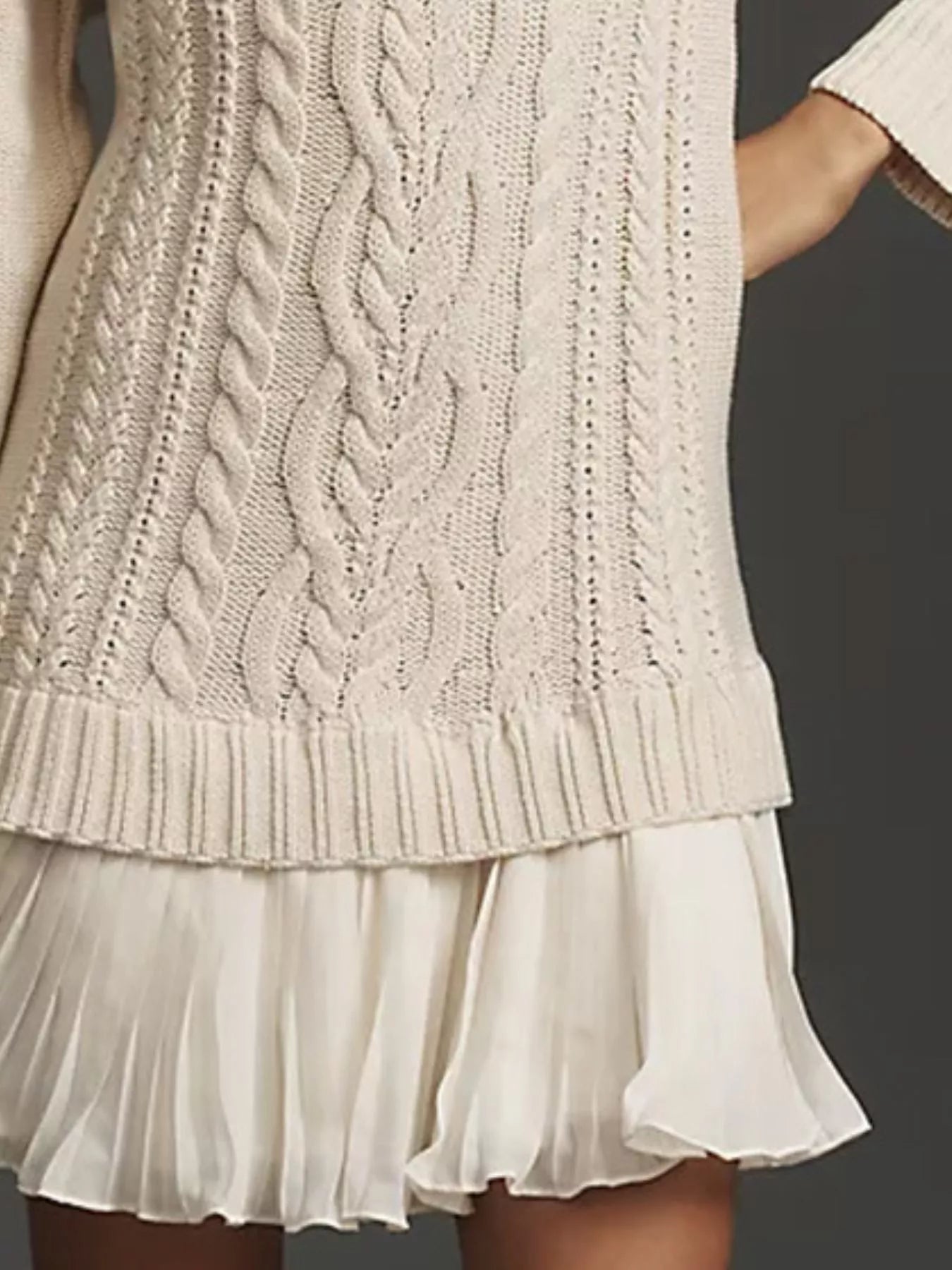 Full Size Cable - Knit Mini Sweater Dress Plus Size designed for comfort and style at Lookzlike