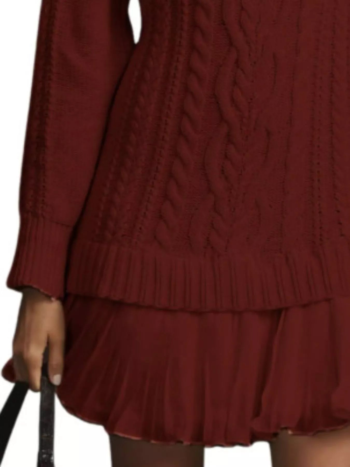 Full Size Cable - Knit Mini Sweater Dress Plus Size designed for comfort and style at Lookzlike