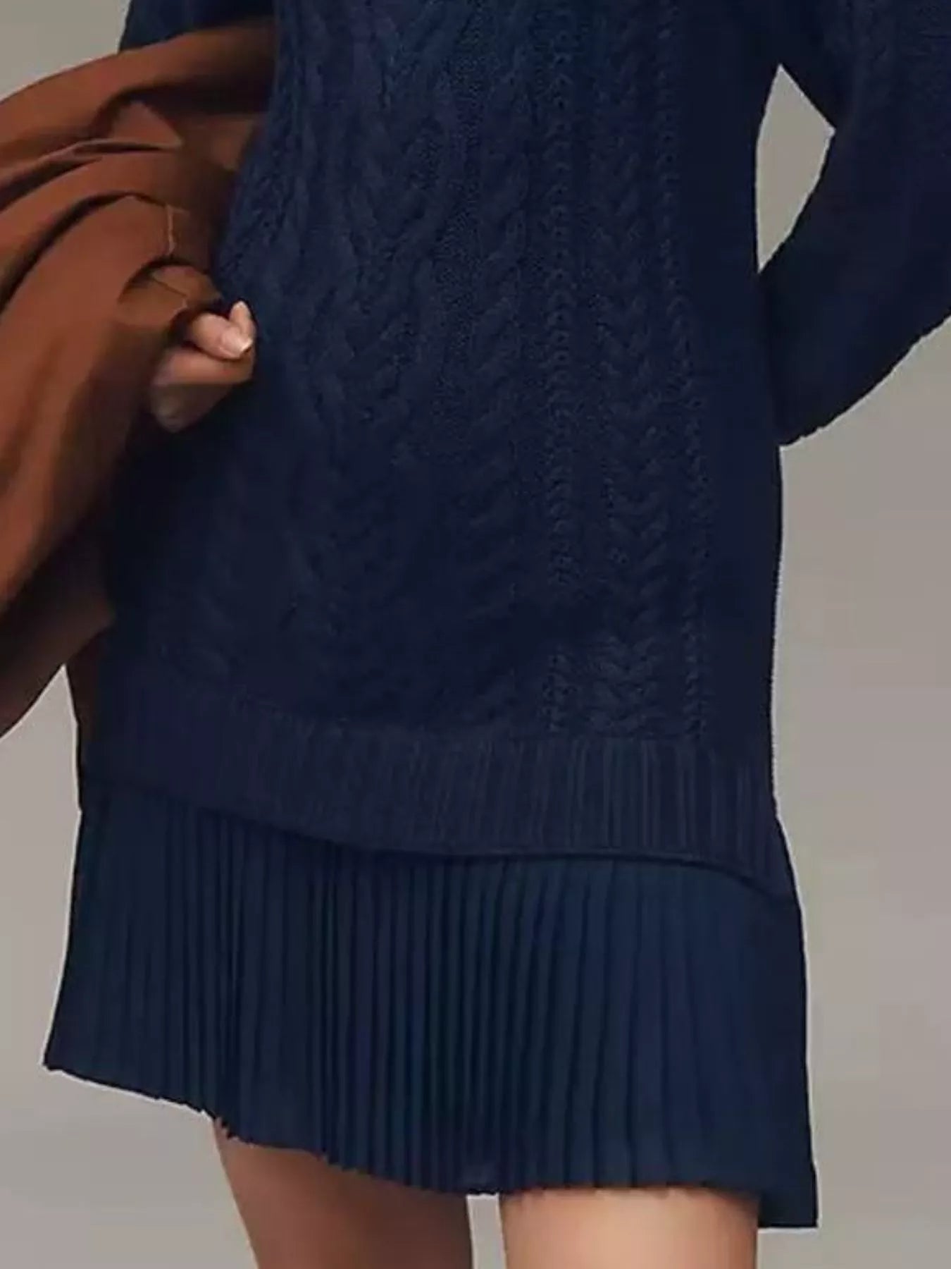 Full Size Cable - Knit Mini Sweater Dress Plus Size designed for comfort and style at Lookzlike