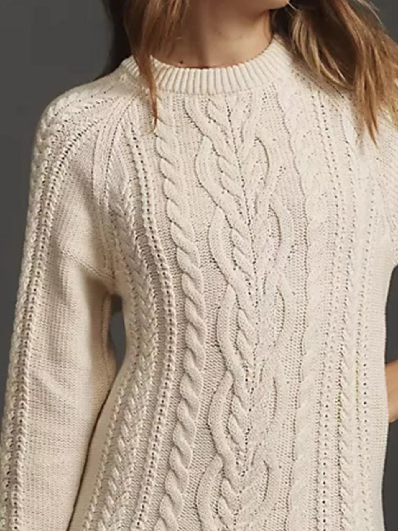 Full Size Cable - Knit Mini Sweater Dress Plus Size designed for comfort and style at Lookzlike