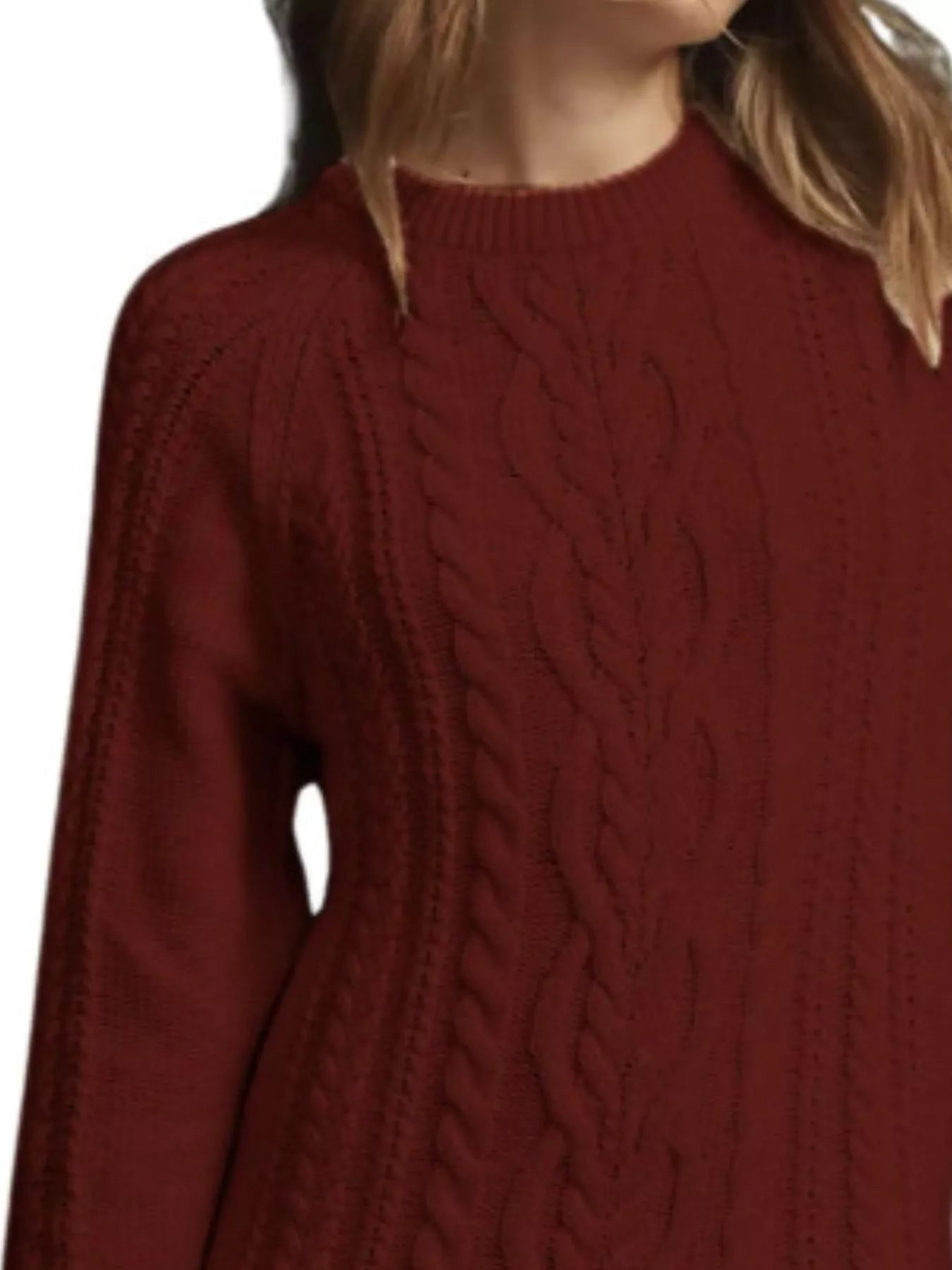 Full Size Cable - Knit Mini Sweater Dress Plus Size designed for comfort and style at Lookzlike