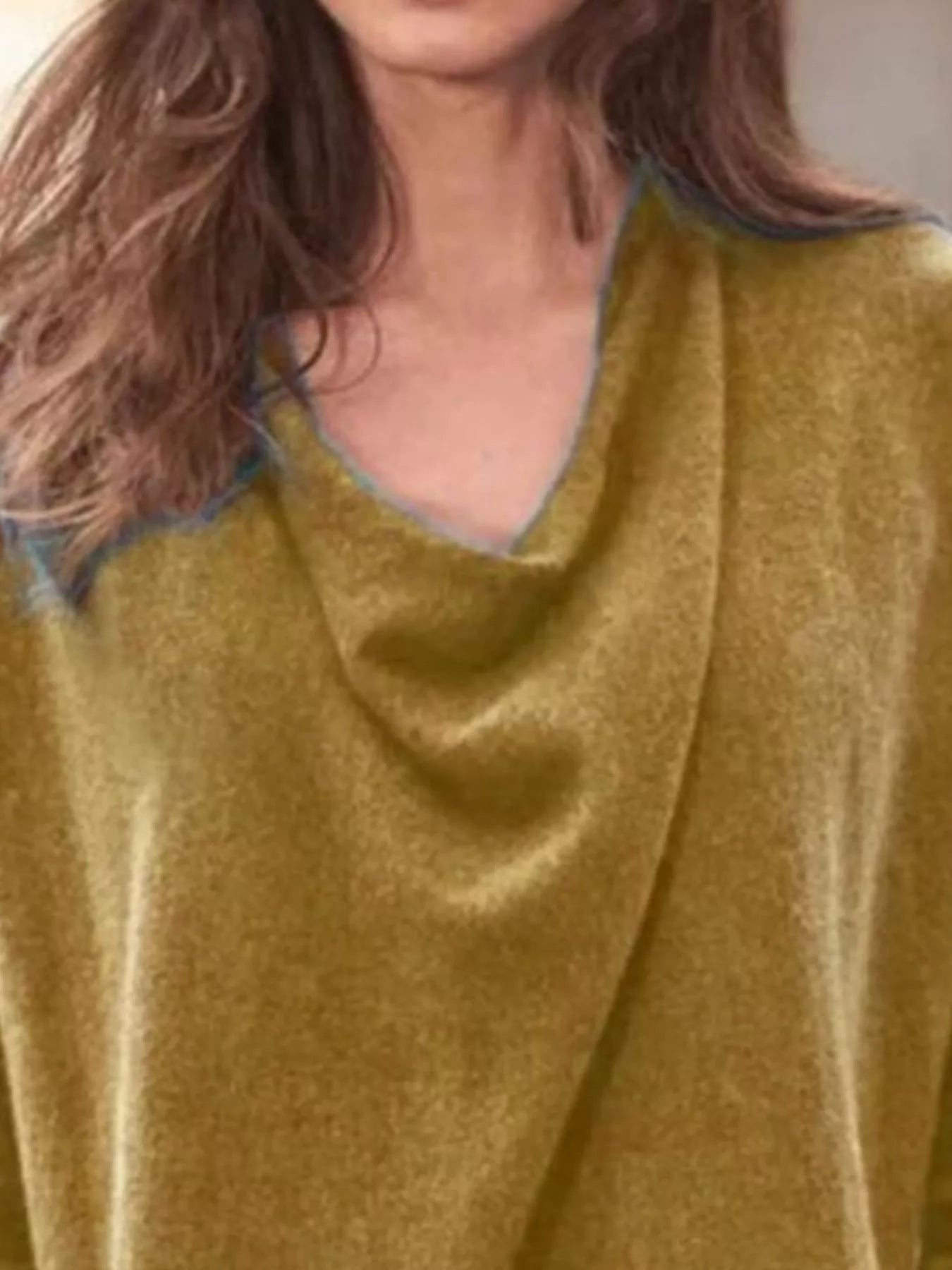 Full Size Cowl Neck Long Sleeve Top Plus Size designed for comfort and style at Lookzlike