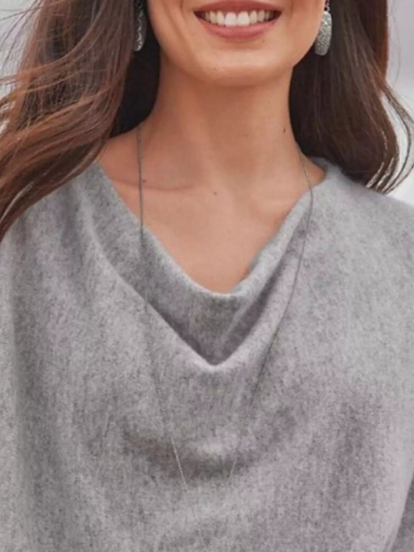 Full Size Cowl Neck Long Sleeve Top Plus Size designed for comfort and style at Lookzlike