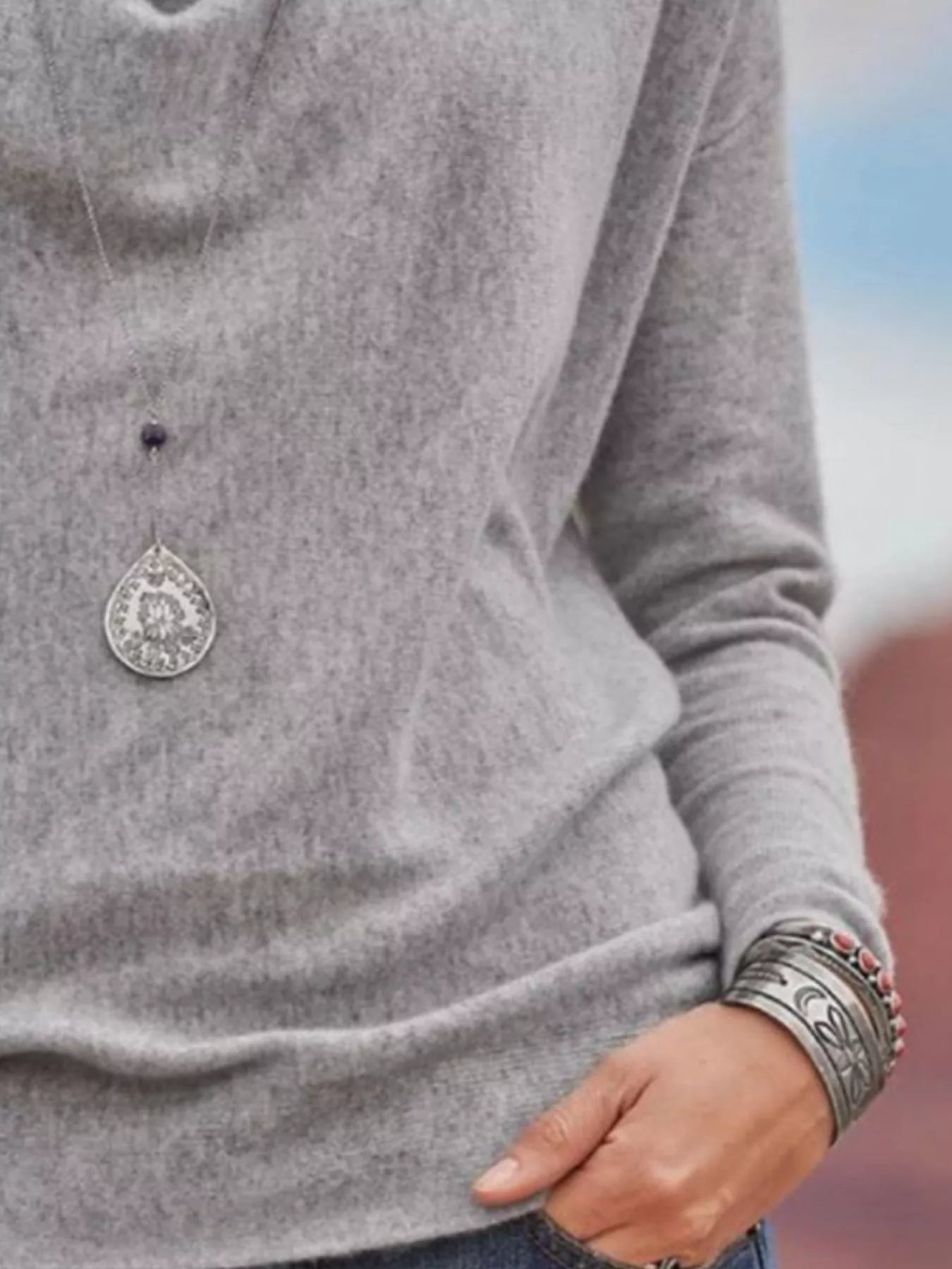 Full Size Cowl Neck Long Sleeve Top Plus Size designed for comfort and style at Lookzlike