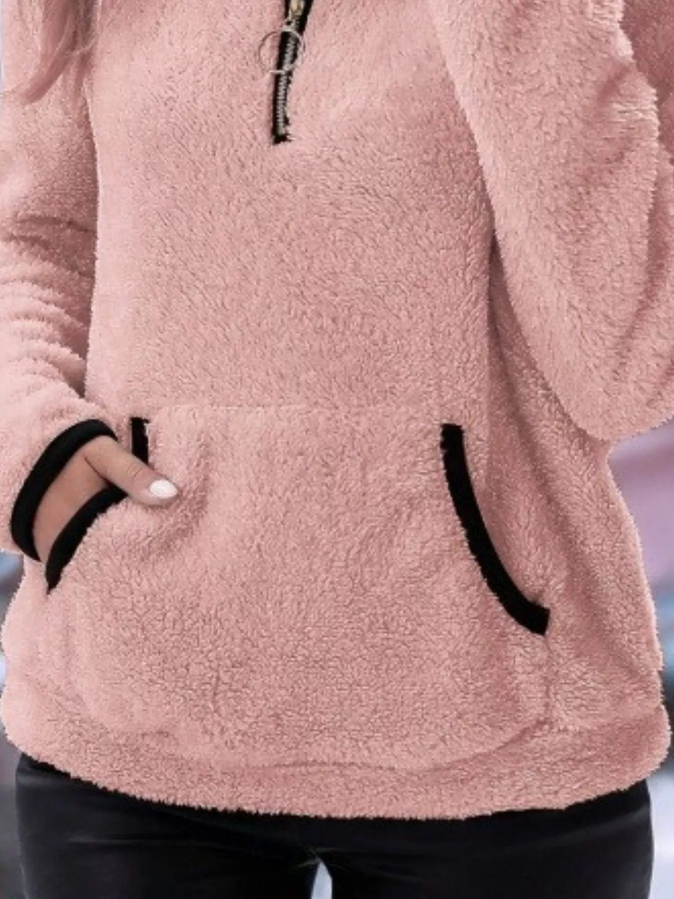 Full Size Cozy Fleece Quarter Zip Long Sleeve Sweatshirt Plus Size designed for comfort and style at Lookzlike
