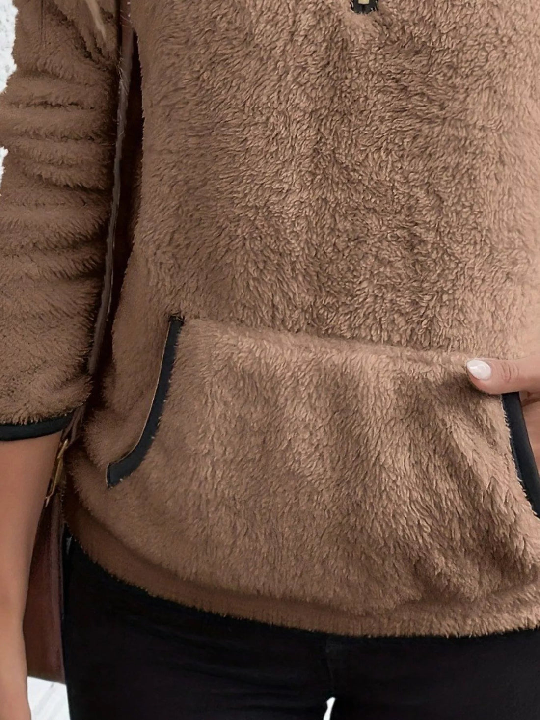 Full Size Cozy Fleece Quarter Zip Long Sleeve Sweatshirt Plus Size designed for comfort and style at Lookzlike