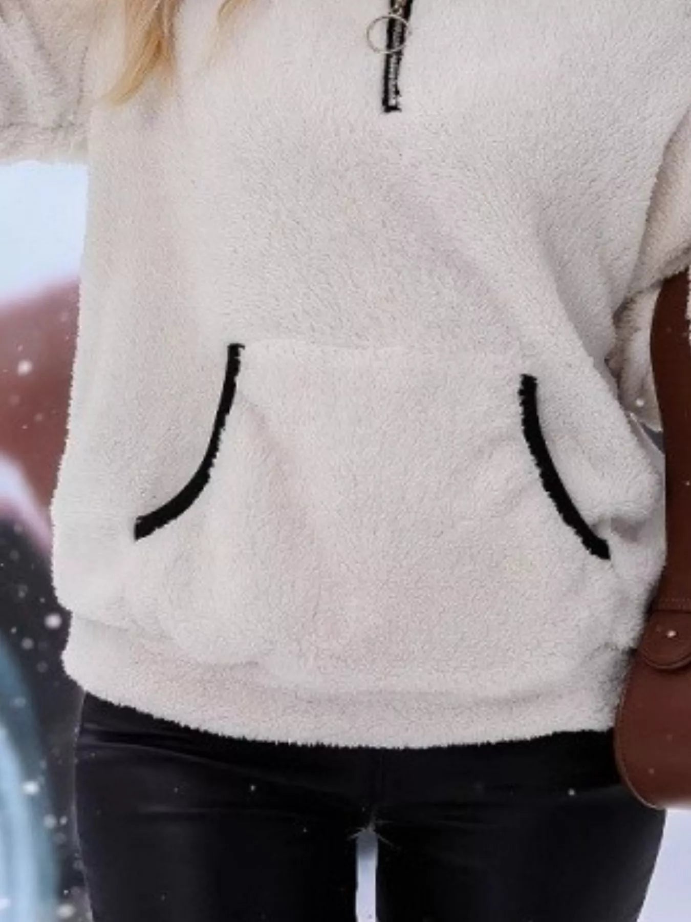 Full Size Cozy Fleece Quarter Zip Long Sleeve Sweatshirt Plus Size designed for comfort and style at Lookzlike