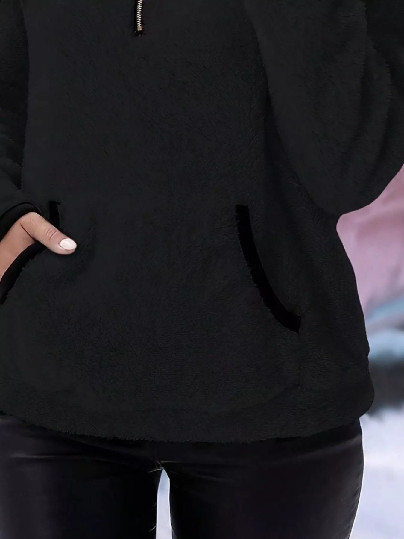 Full Size Cozy Fleece Quarter Zip Long Sleeve Sweatshirt Plus Size designed for comfort and style at Lookzlike