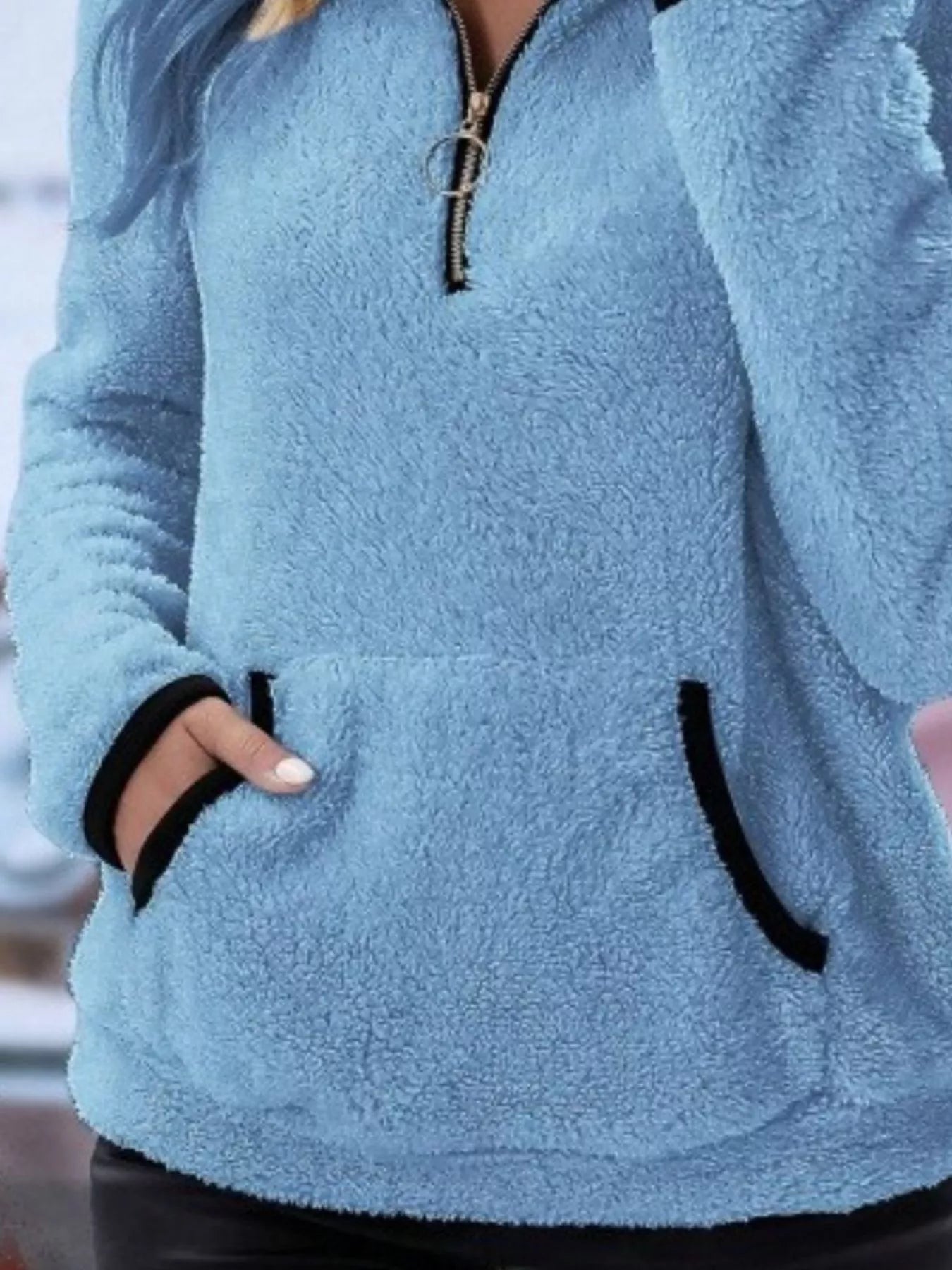 Full Size Cozy Fleece Quarter Zip Long Sleeve Sweatshirt Plus Size designed for comfort and style at Lookzlike