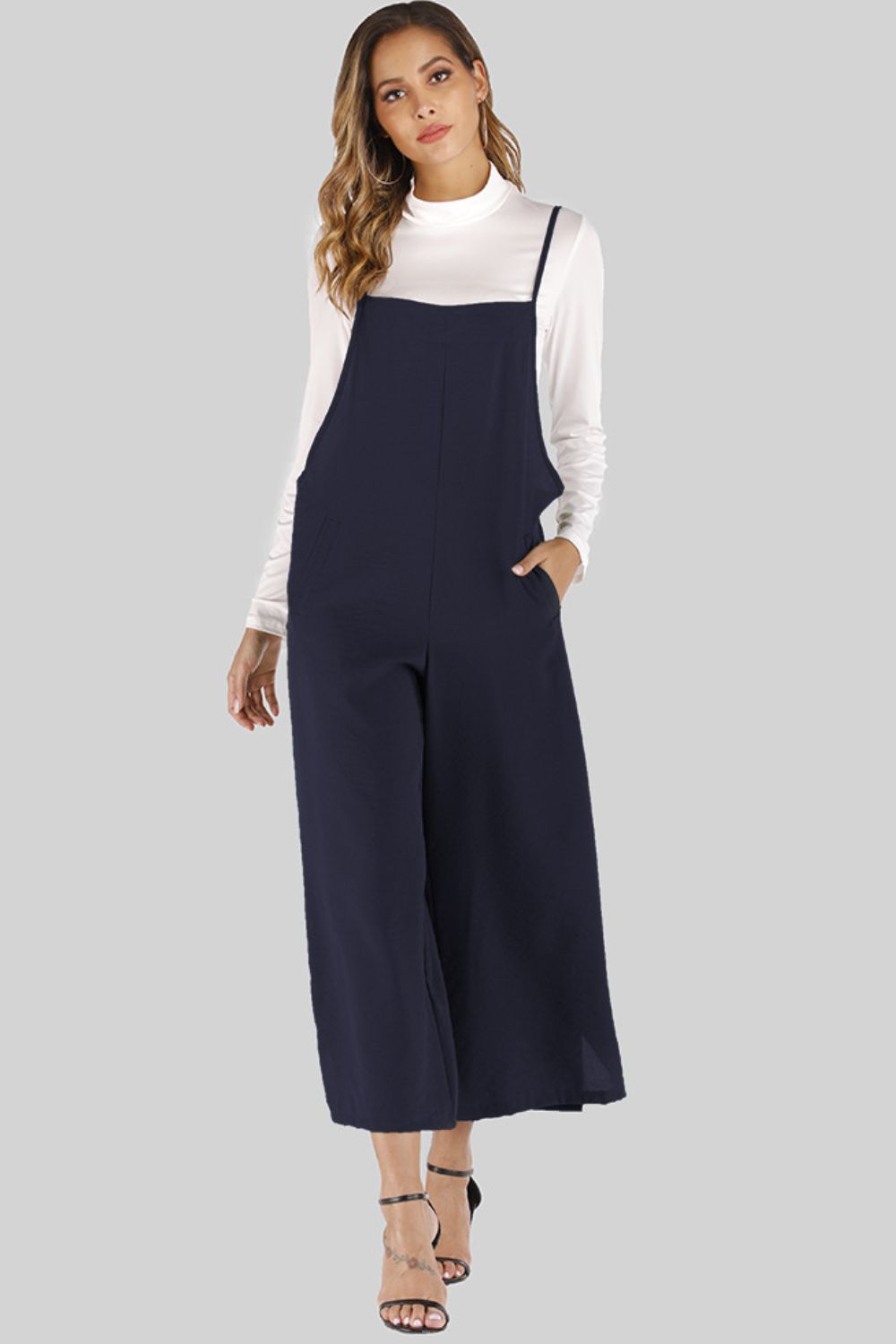 Full Size Cropped Wide Leg Overalls with Pockets - Lookzlike