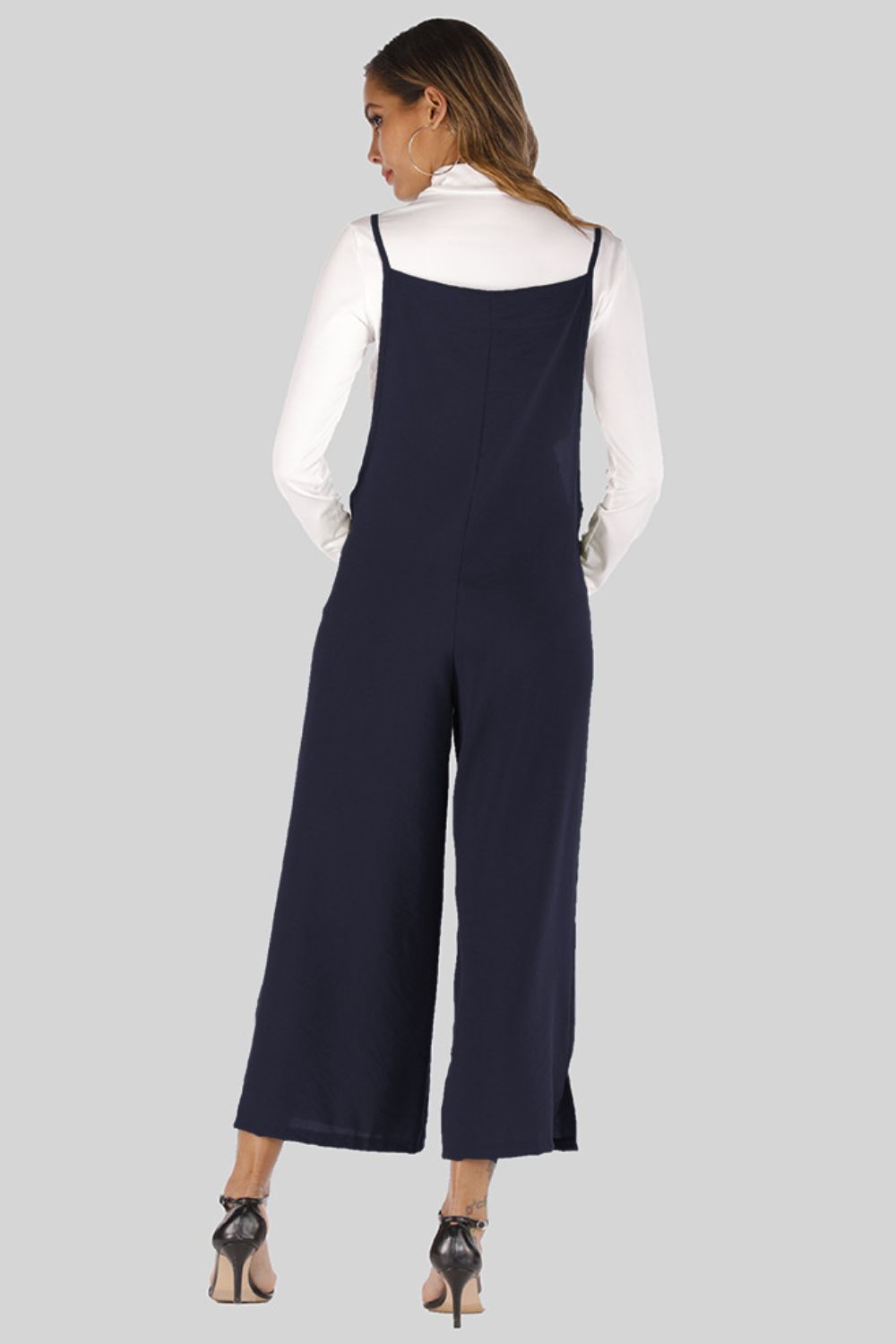 Full Size Cropped Wide Leg Overalls with Pockets - Lookzlike