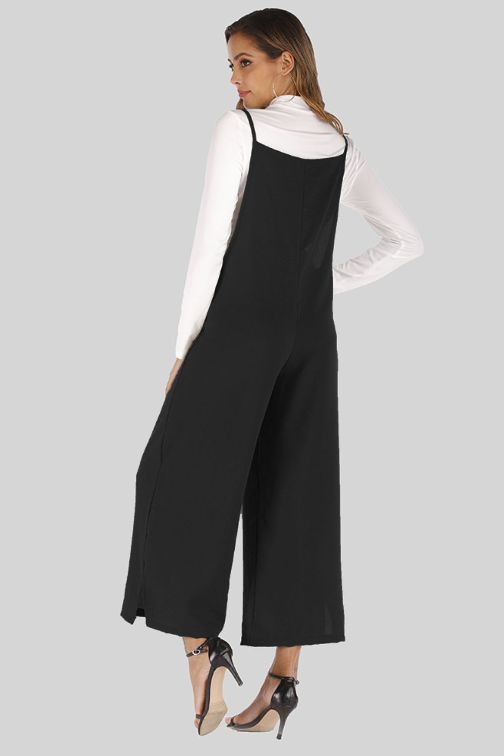 Full Size Cropped Wide Leg Overalls with Pockets - Lookzlike