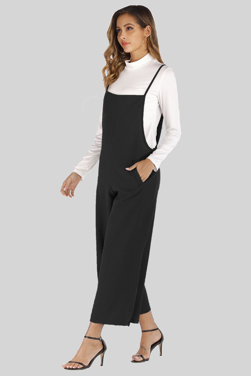Full Size Cropped Wide Leg Overalls with Pockets - Lookzlike
