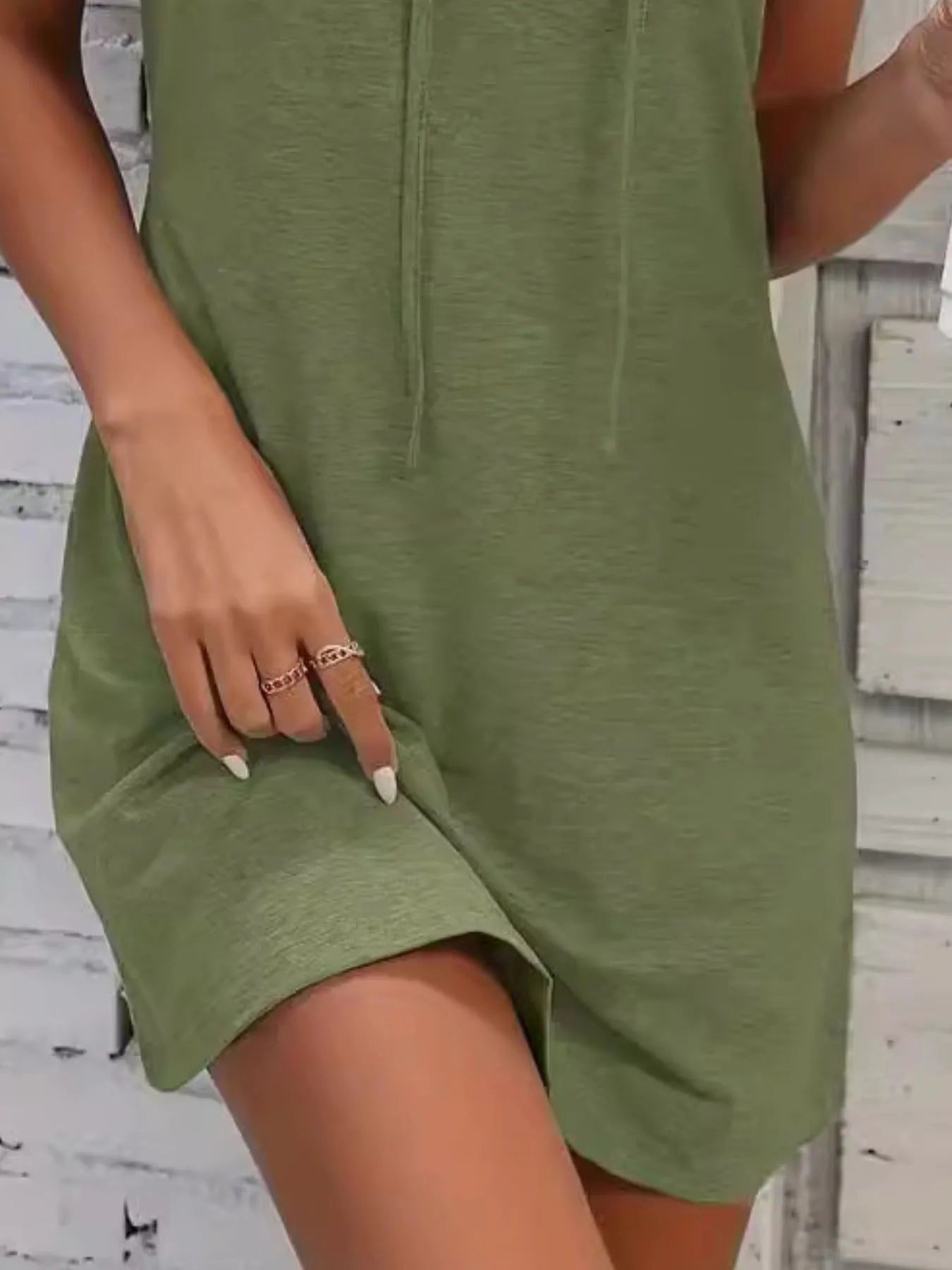 Full Size Drawstring Casual Sleeveless Hooded Mini Dress Plus Size - Lookzlike