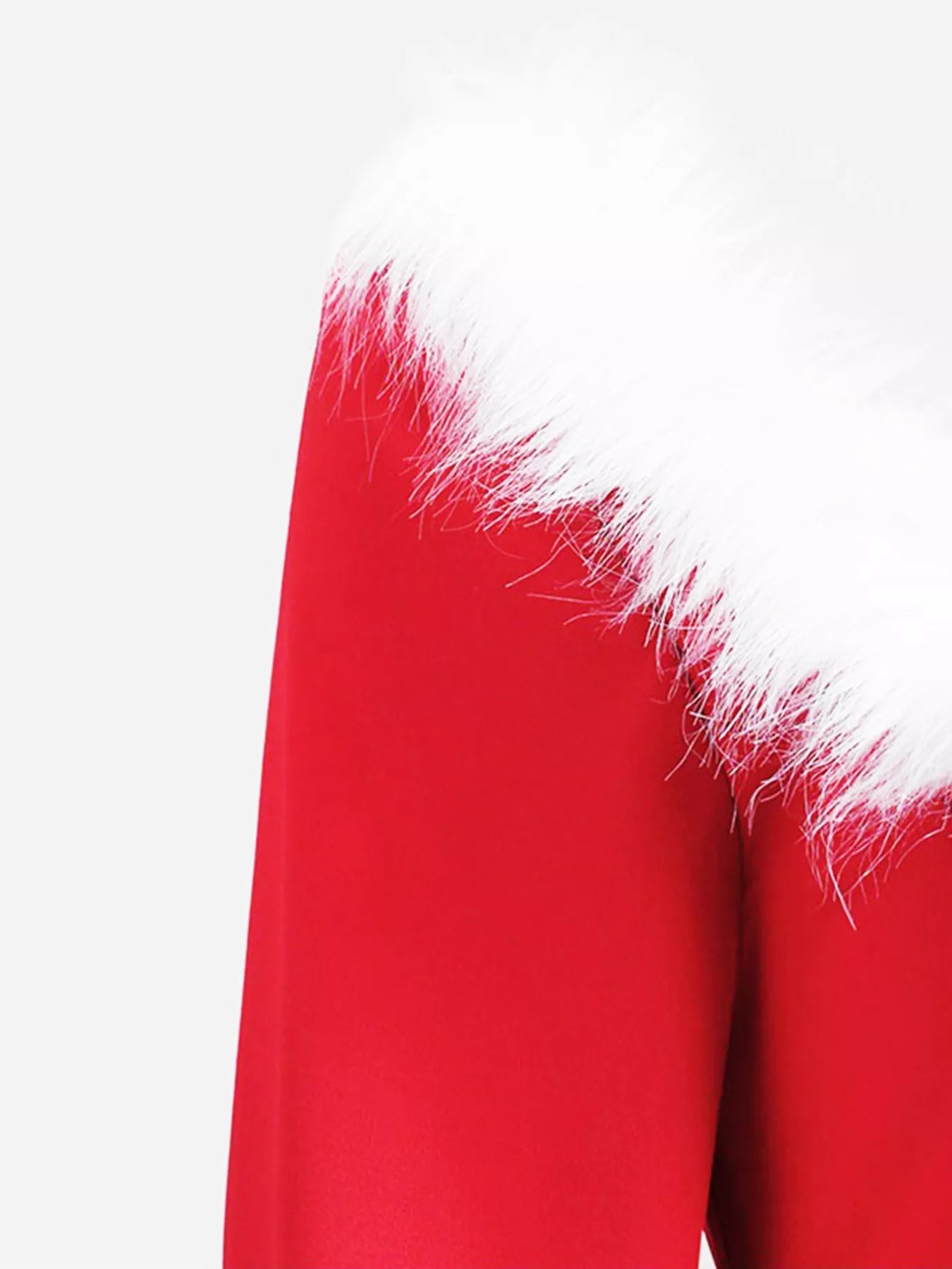 Full Size Fluffy Trim Long Sleeve Christmas Dress Plus Size designed for comfort and style at Lookzlike