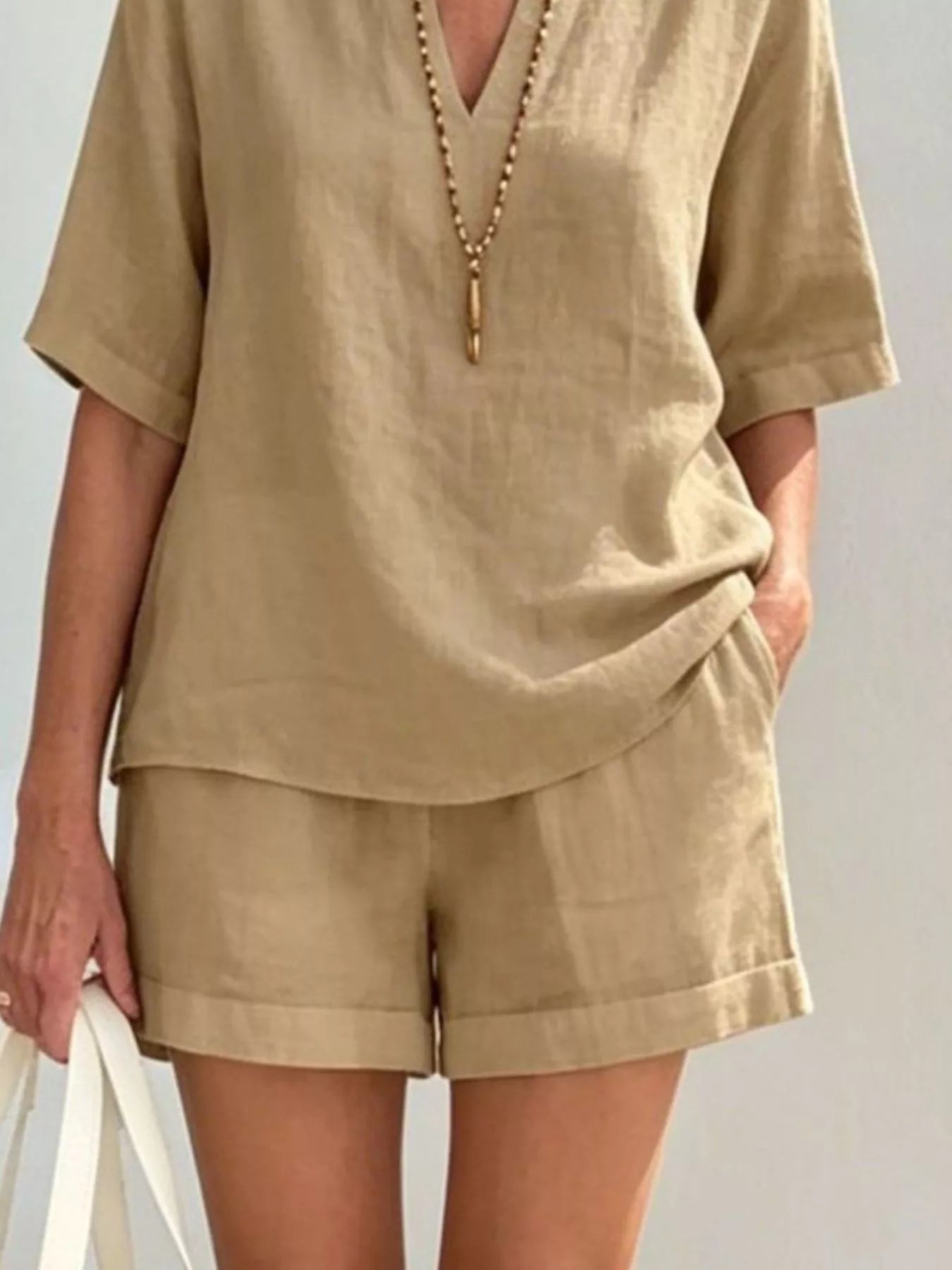 Full Size Half Sleeve Top and Shorts Set Plus Size designed for comfort and style at Lookzlike
