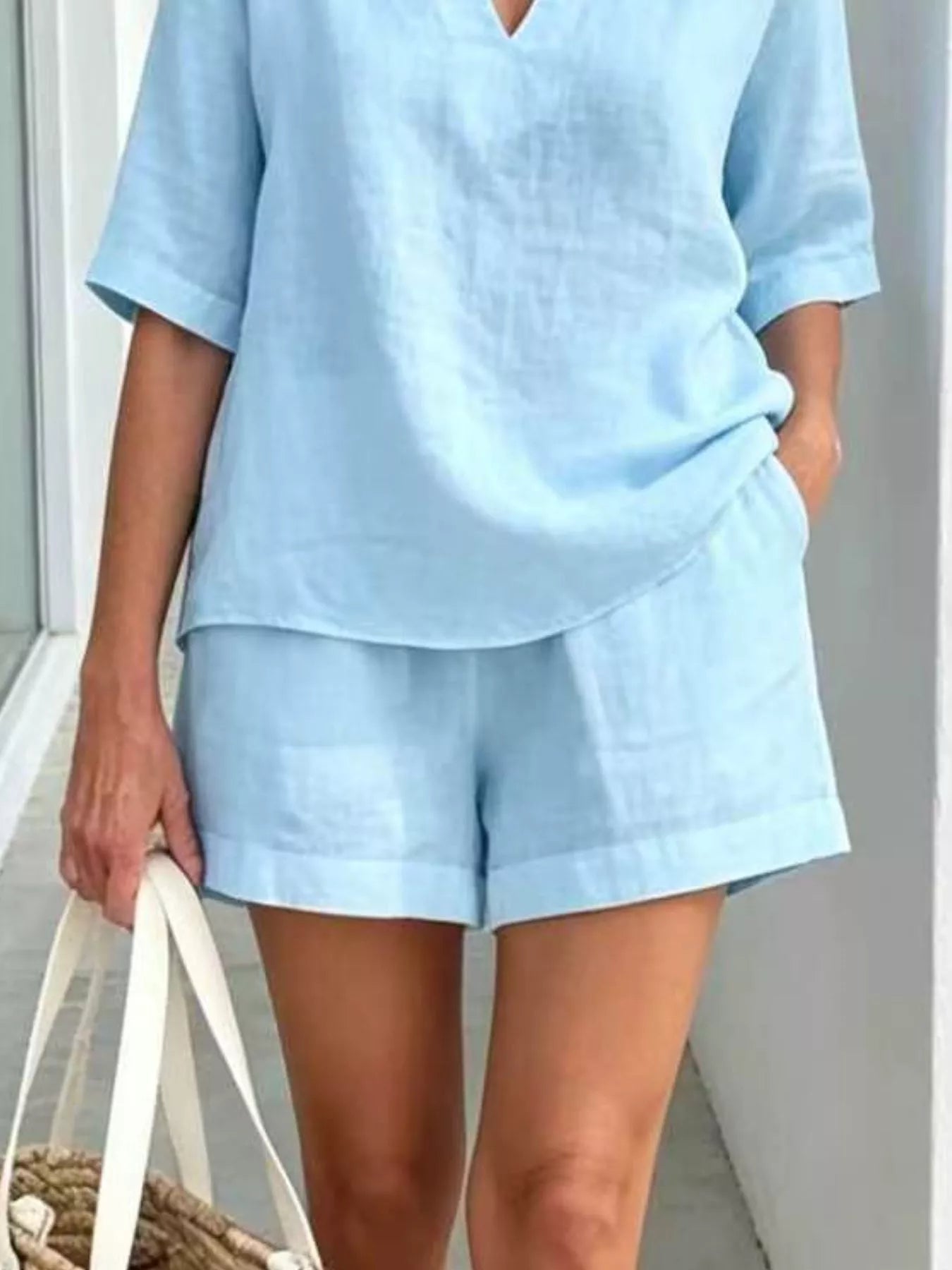 Full Size Half Sleeve Top and Shorts Set Plus Size designed for comfort and style at Lookzlike