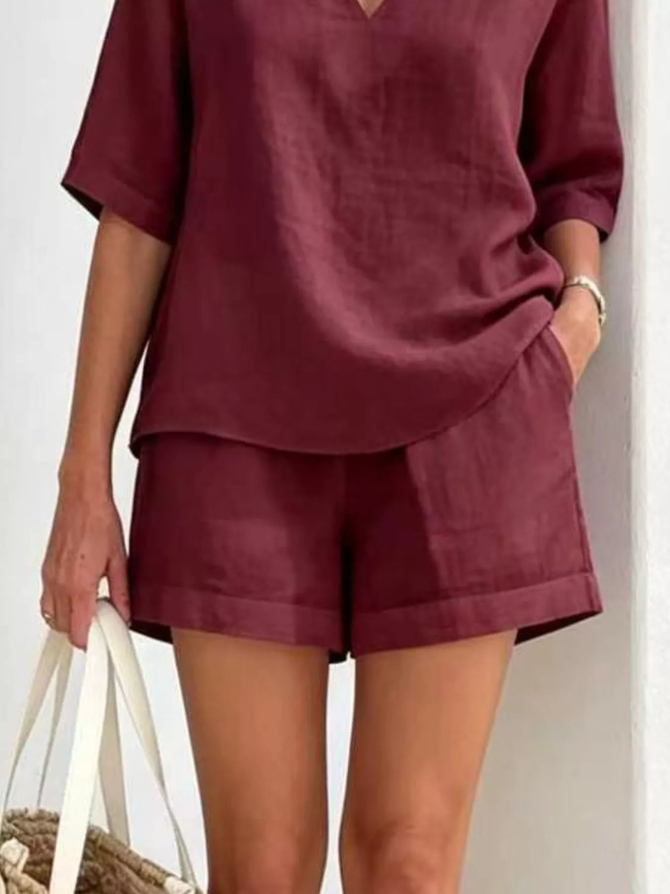 Full Size Half Sleeve Top and Shorts Set Plus Size designed for comfort and style at Lookzlike