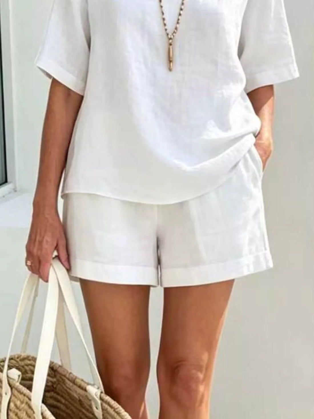 Full Size Half Sleeve Top and Shorts Set Plus Size designed for comfort and style at Lookzlike
