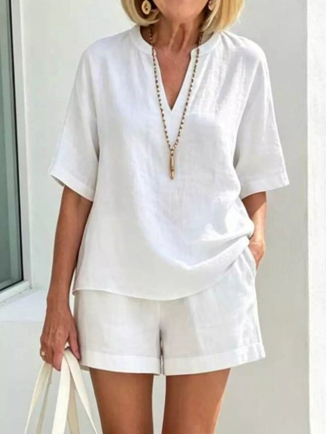 Full Size Half Sleeve Top and Shorts Set Plus Size designed for comfort and style at Lookzlike