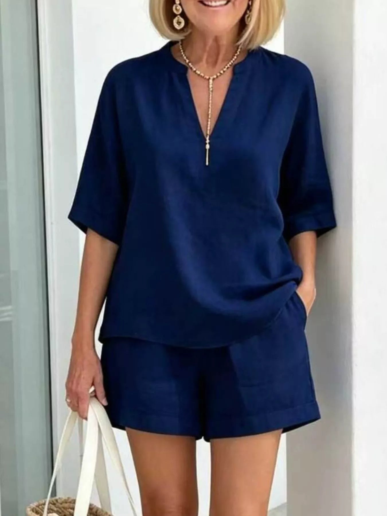 Full Size Half Sleeve Top and Shorts Set Plus Size designed for comfort and style at Lookzlike