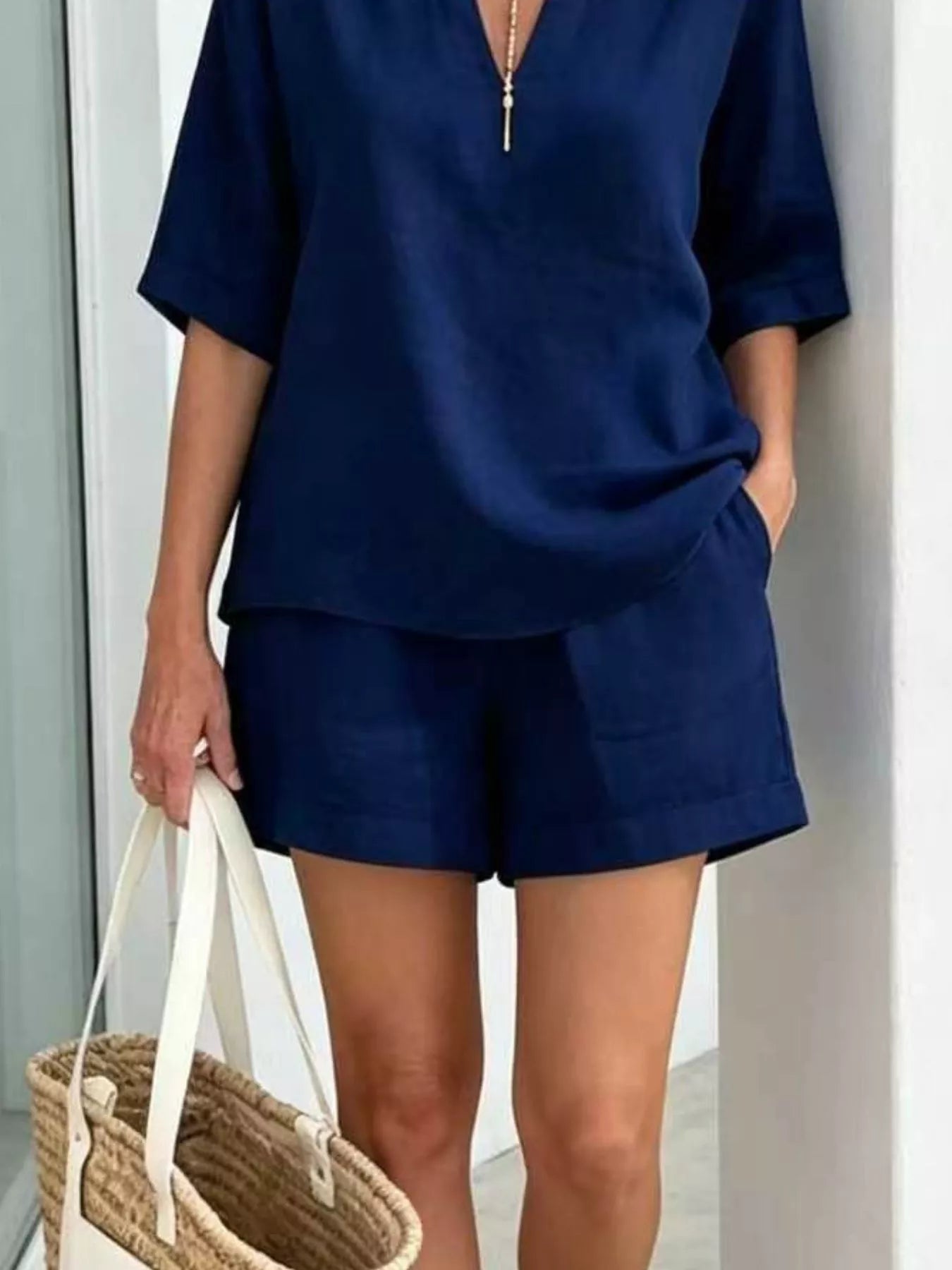 Full Size Half Sleeve Top and Shorts Set Plus Size designed for comfort and style at Lookzlike