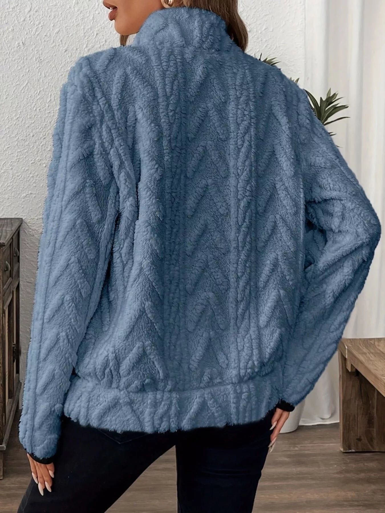 Full Size Half Zip Kangaroo Pocket Sweatshirt Plus Size designed for comfort and style at Lookzlike