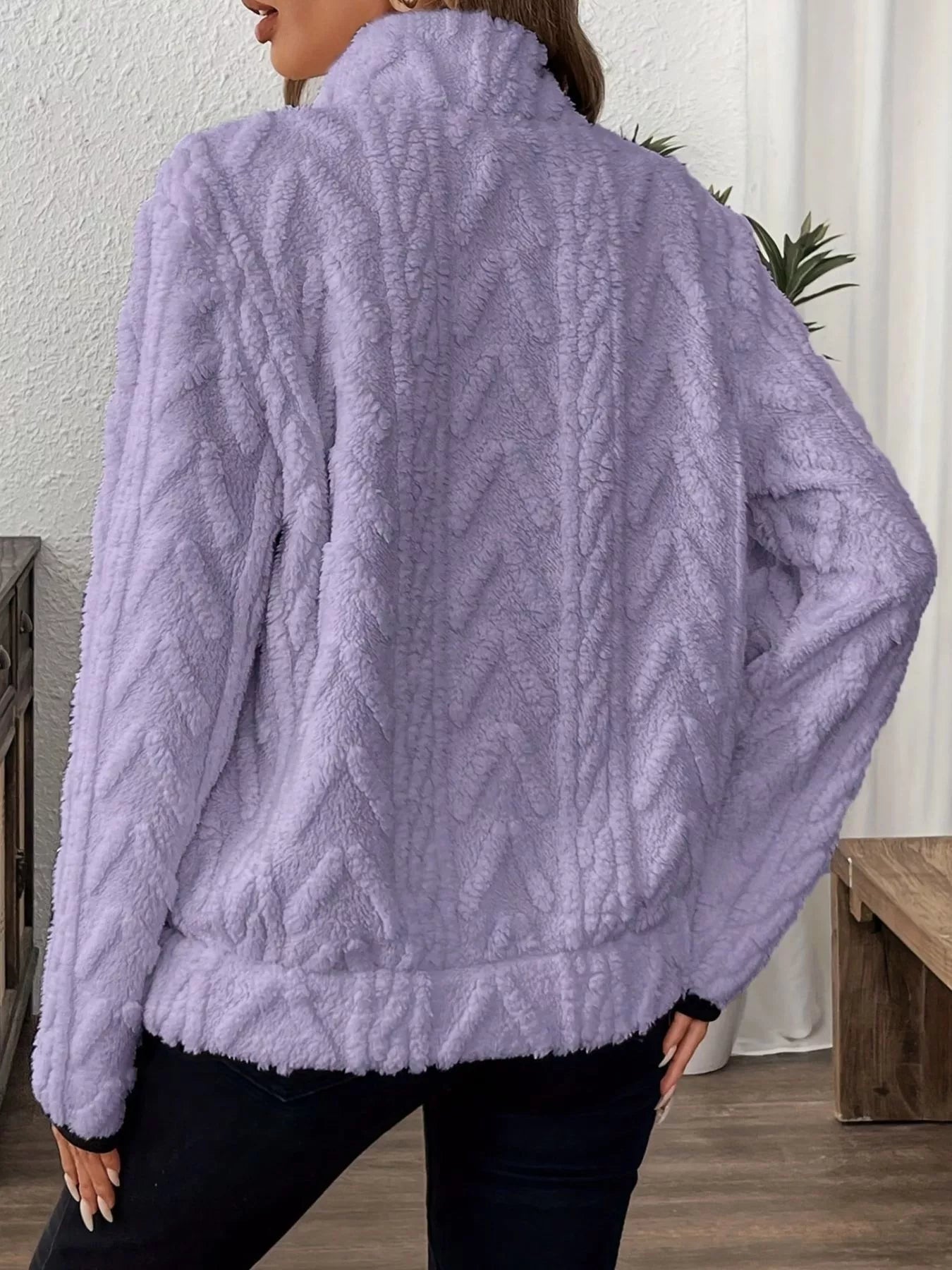 Full Size Half Zip Kangaroo Pocket Sweatshirt Plus Size designed for comfort and style at Lookzlike