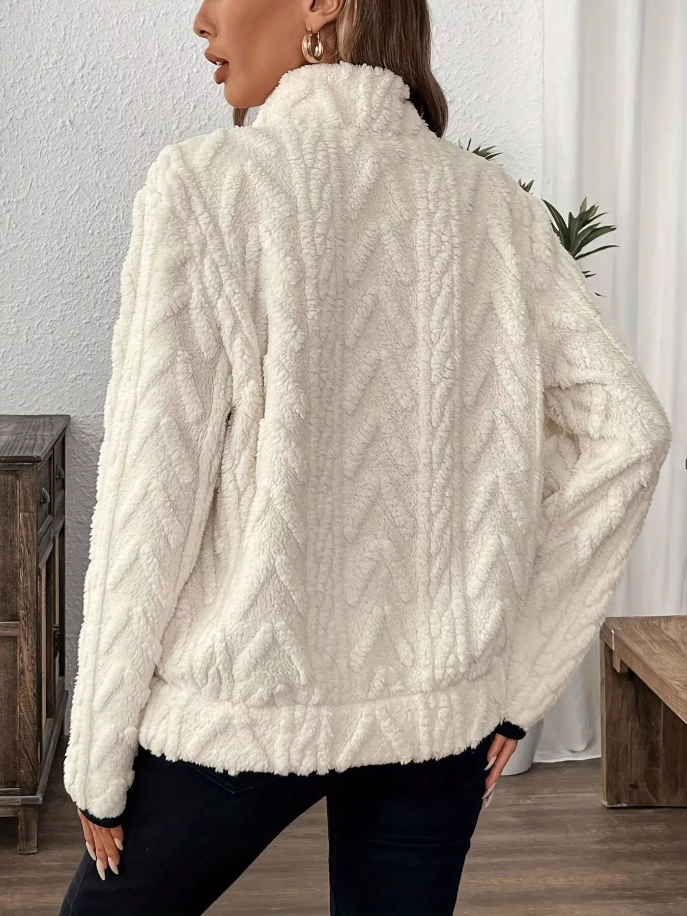 Full Size Half Zip Kangaroo Pocket Sweatshirt Plus Size designed for comfort and style at Lookzlike
