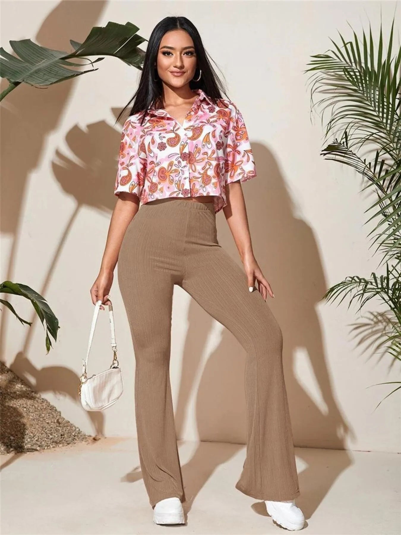 Full Size High-Waist Flare Active Pants Plus Size - Lookzlike
