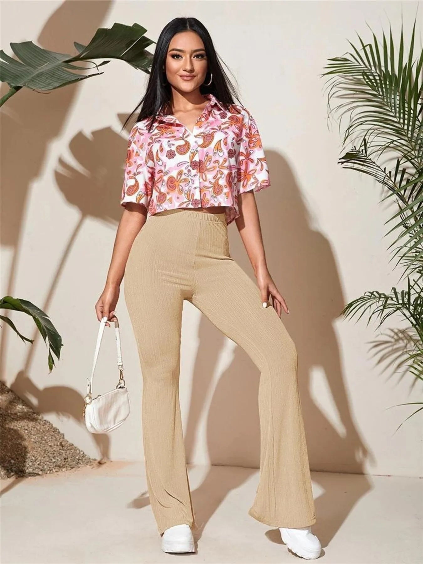 Full Size High-Waist Flare Active Pants Plus Size - Lookzlike