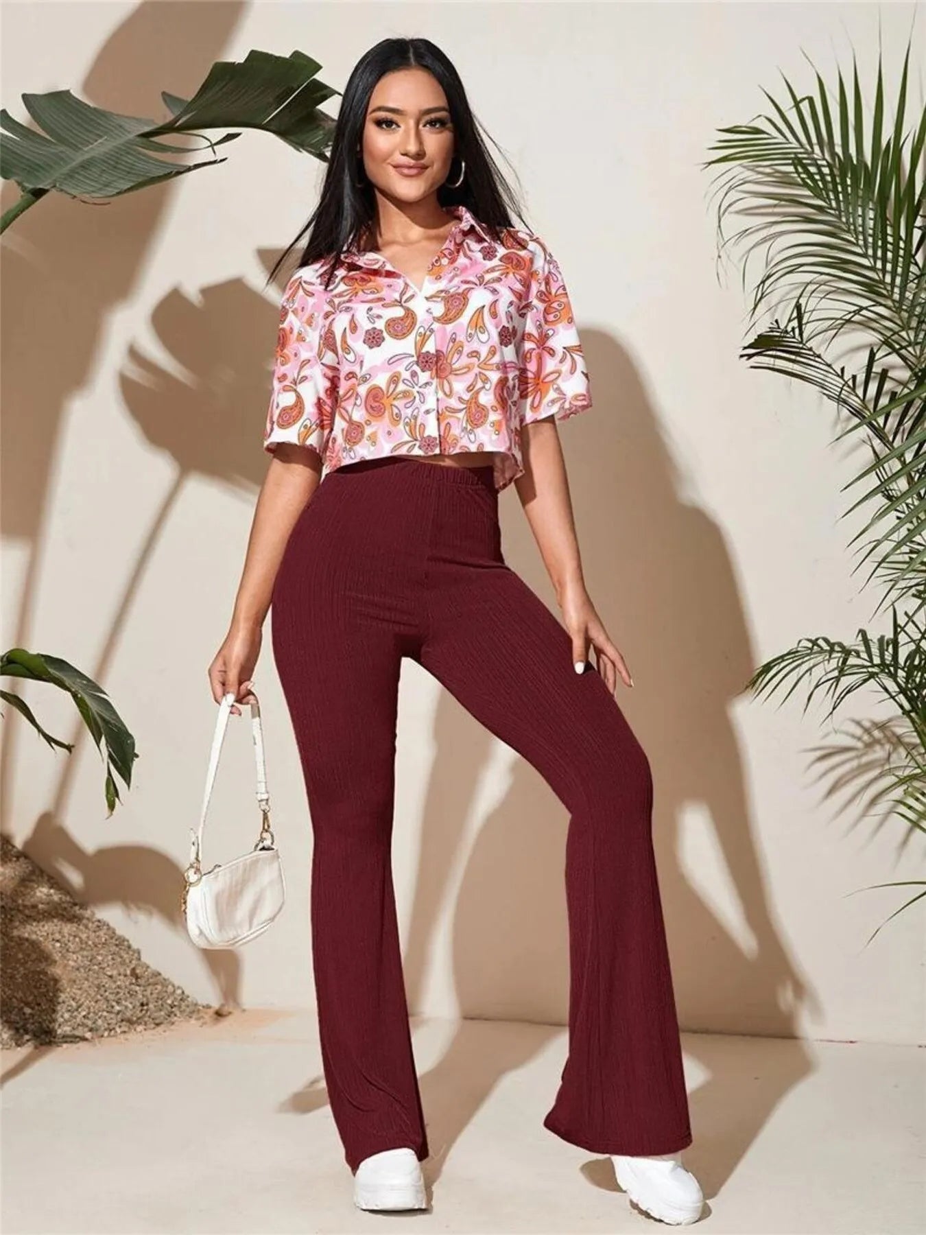 Full Size High-Waist Flare Active Pants Plus Size - Lookzlike