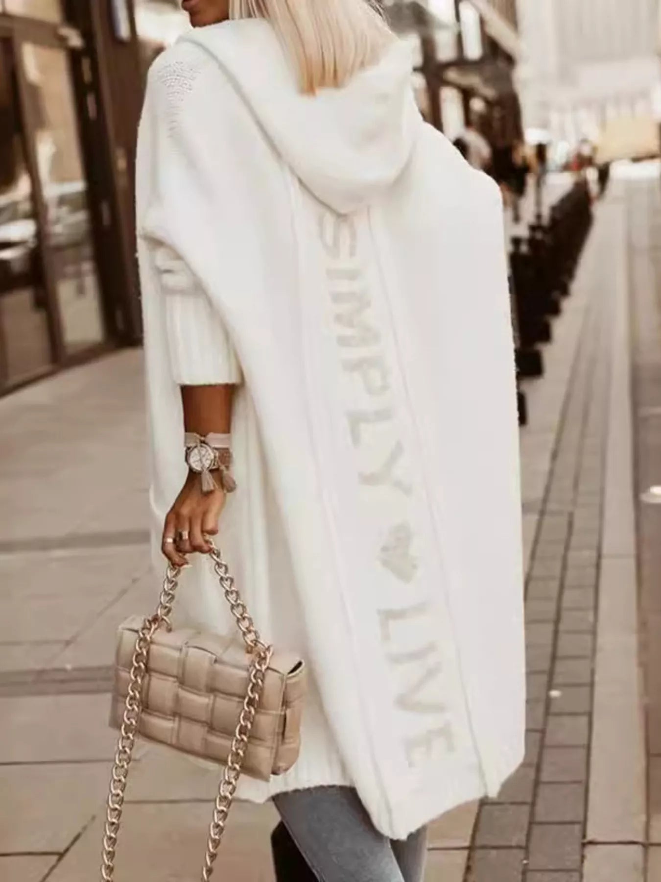 Full Size Hooded Knit Open Front Cardigan Plus Size designed for comfort and style at Lookzlike